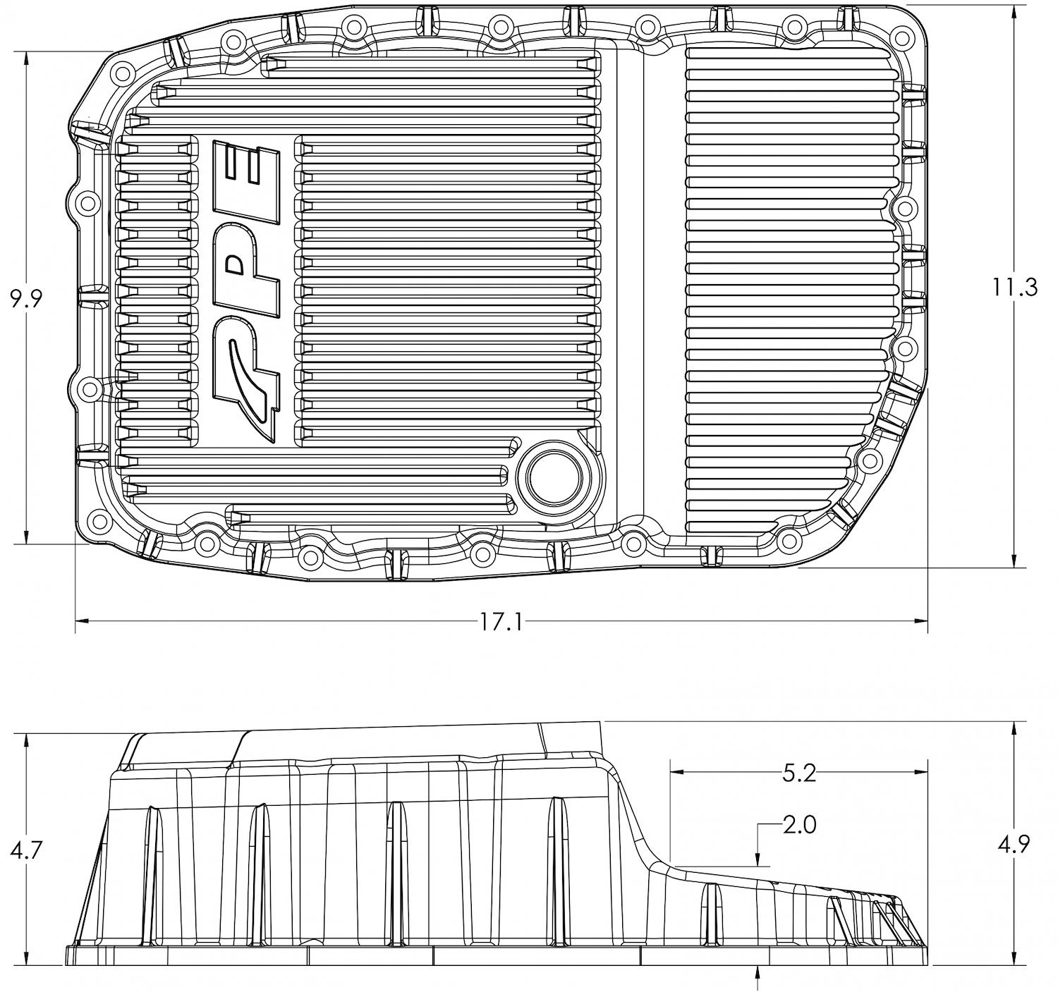 128051610 2007-2020 GM w/ 6L80 Heavy-Duty Cast Aluminum Transmission Pan (Brushed)