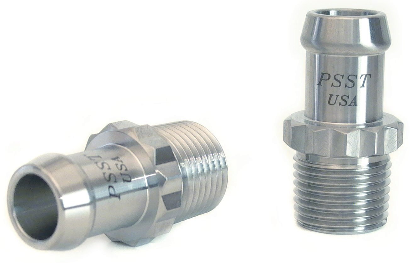 Heater Hose Fitting, Straight, 1/2 in. NPT x 5/8 in. Hose Barb, 1 3/4 in. Length [Polished Finish]