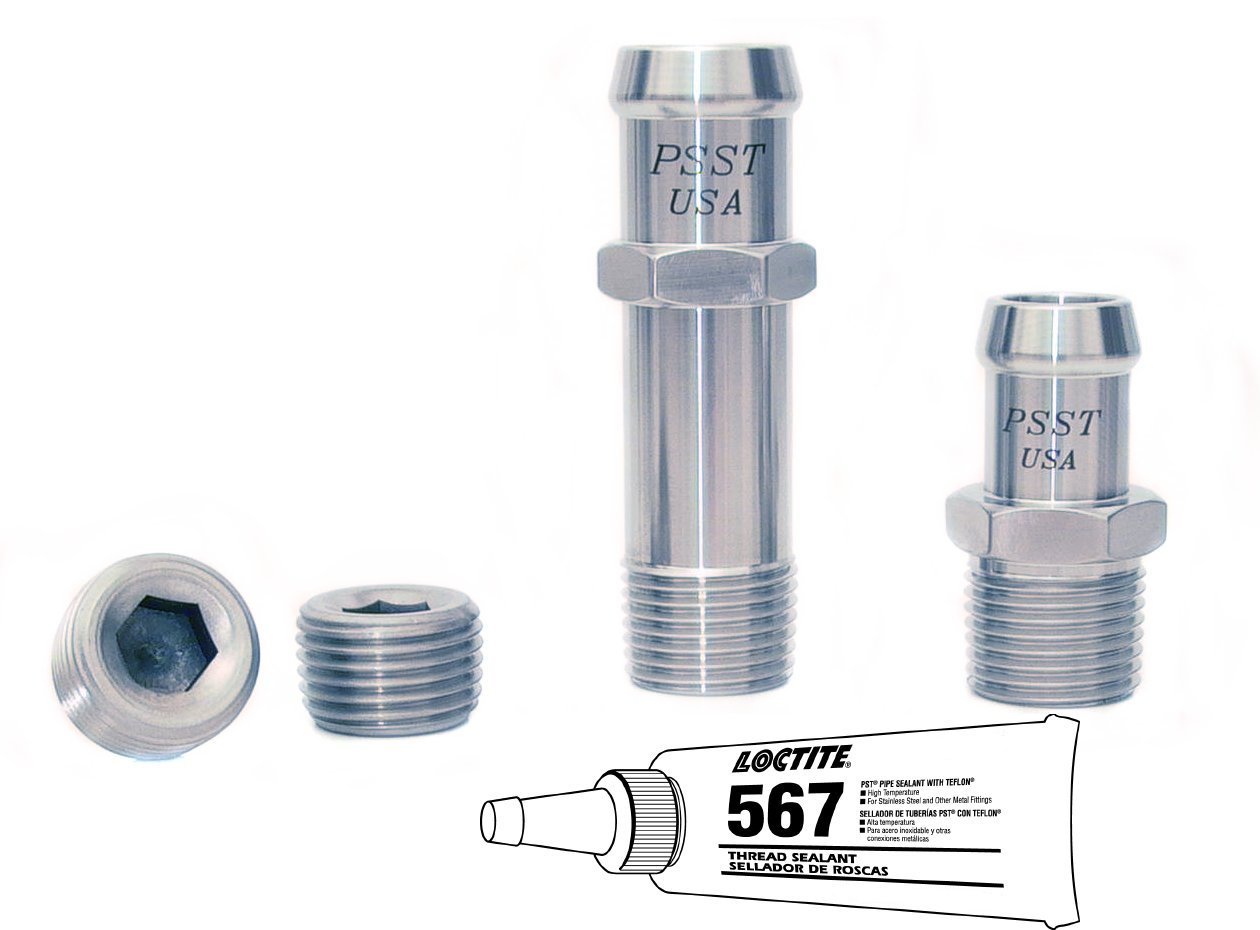 Koolkitz Fitting Kit Includes: (1) 1/2 in. NPT x 5/8 in. Barb, (1) 1/2 in. NPT x 3/4 in. Barb, (2) 1/2 in. NPT Plugs [Polished]