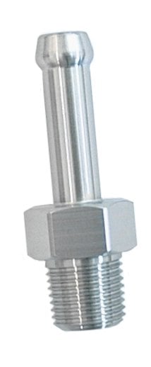 Fuel/Vacuum Hose Barb Fitting, 1/8 in. NPT x 1/4 in. Hose Barb, 1 1/2 in. Length [Polished Finish]