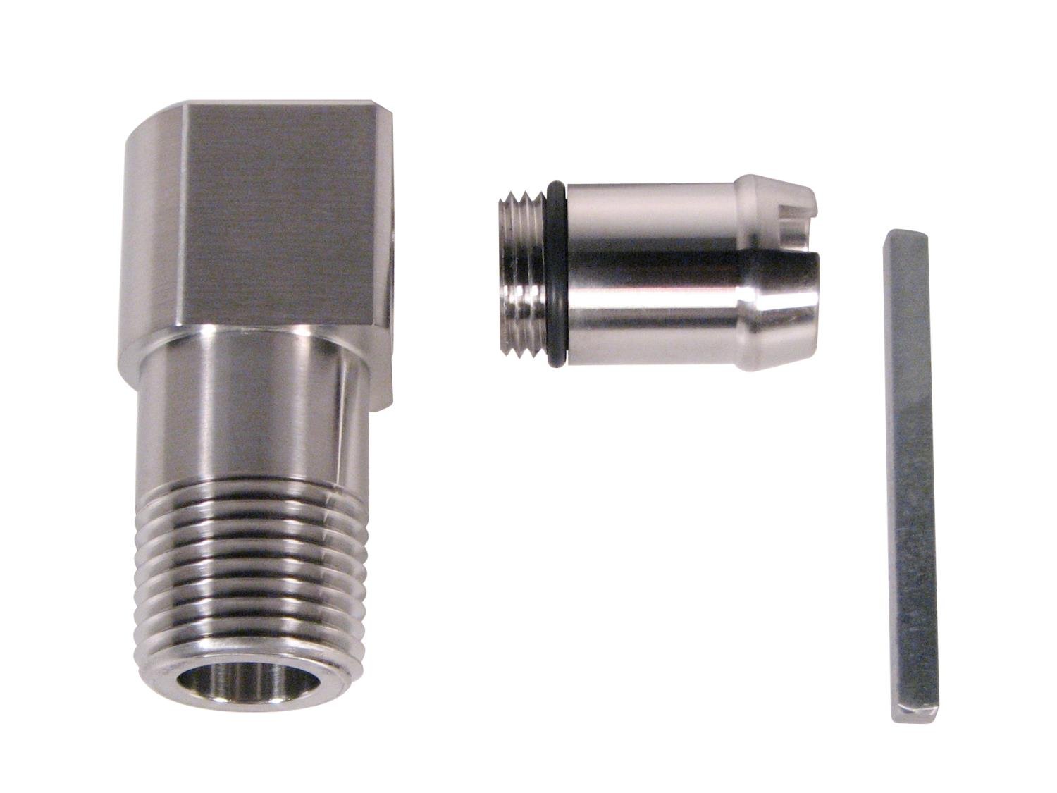 Heater Hose Fitting, 90-Degree, 1/2 in. NPT x 5/8 in. Hose Barb, 2 1/8 in. Length [Polished Finish]