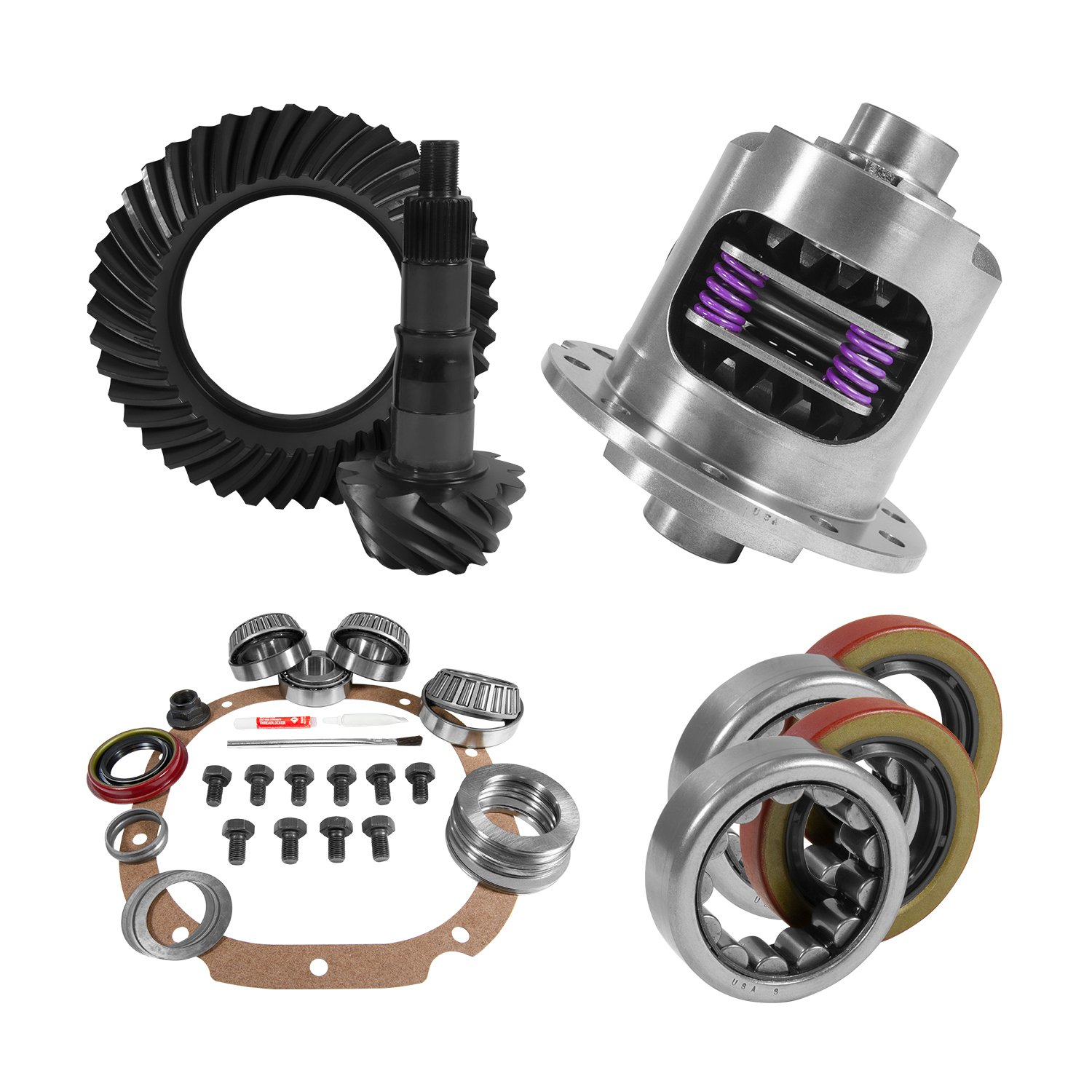 USA Standard 10676 8.8 in. Ford 3.31 Rear Ring & Pinion Install Kit, 28Spl Posi, 2.25 in. Axle Bearings