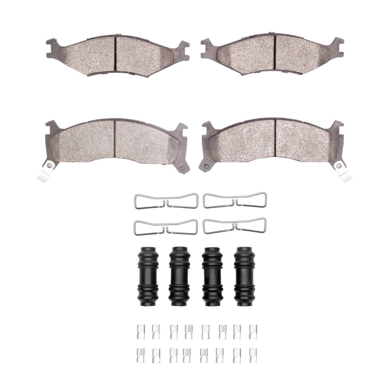 Semi-Metallic Brake Pads & Hardware Kit, 1995-1997 Kia/Hyundai/Genesis, Position: Front
