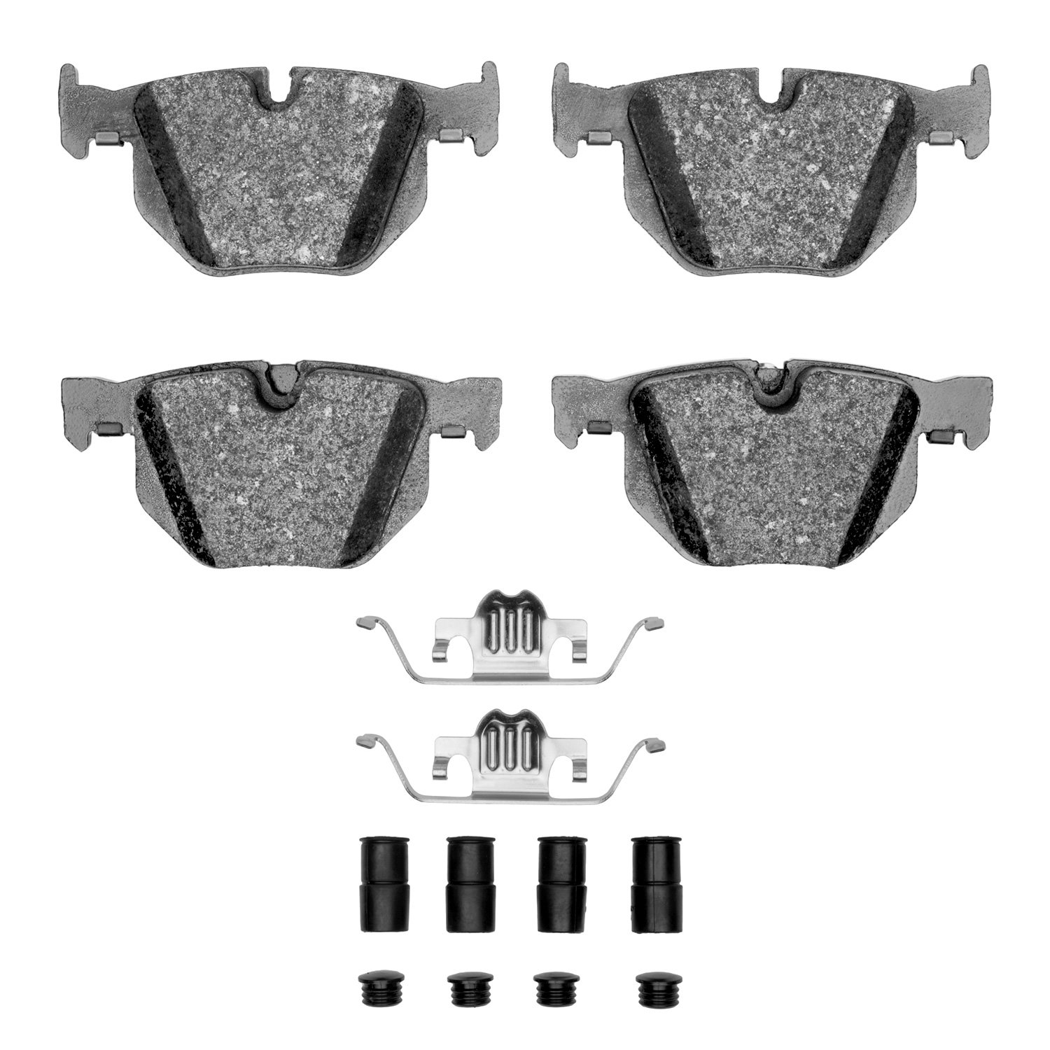 Semi-Metallic Brake Pads & Hardware Kit, 2004-2010 BMW, Position: Rear