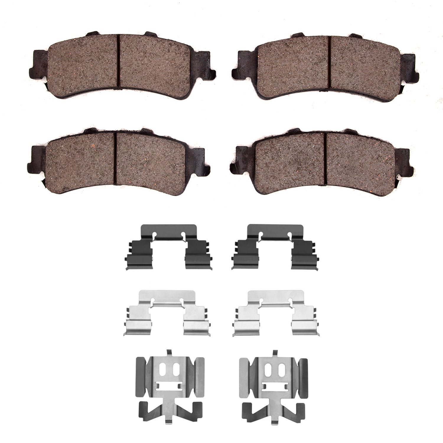 Semi-Metallic Brake Pads & Hardware Kit, 1999-2011 GM, Position: Rear