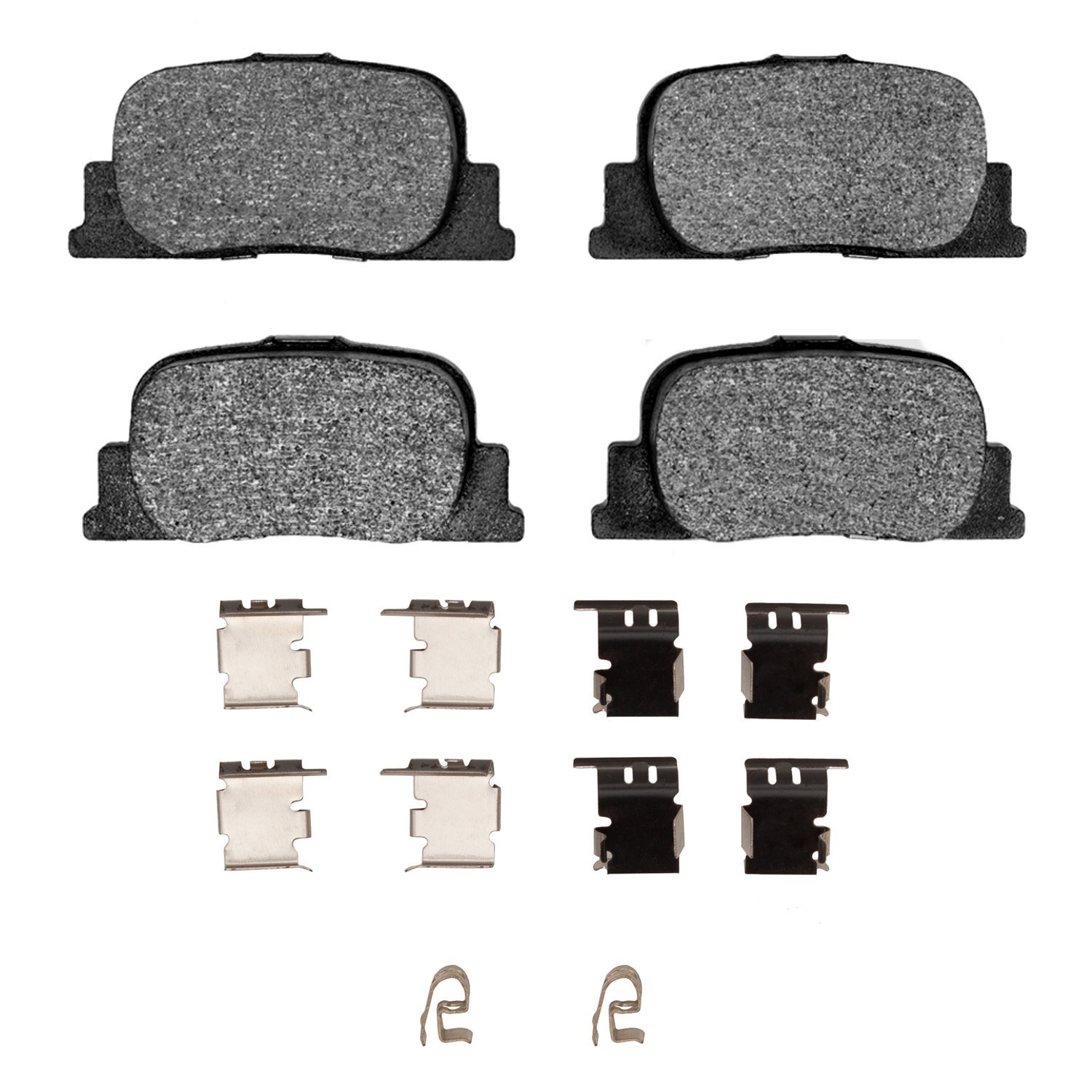 Semi-Metallic Brake Pads & Hardware Kit, 2000-2010 Lexus/Toyota/Scion, Position: Rear