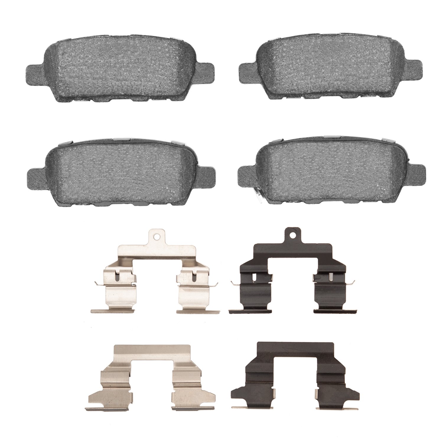 Semi-Metallic Brake Pads & Hardware Kit, 2008-2013 Infiniti/Nissan, Position: Rear