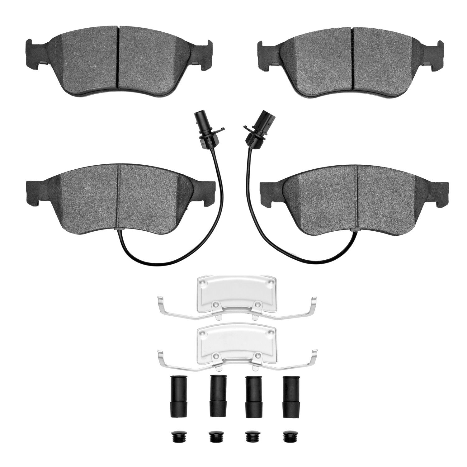 Semi-Metallic Brake Pads & Hardware Kit, 2004-2011 Audi/Porsche/Volkswagen, Position: Front