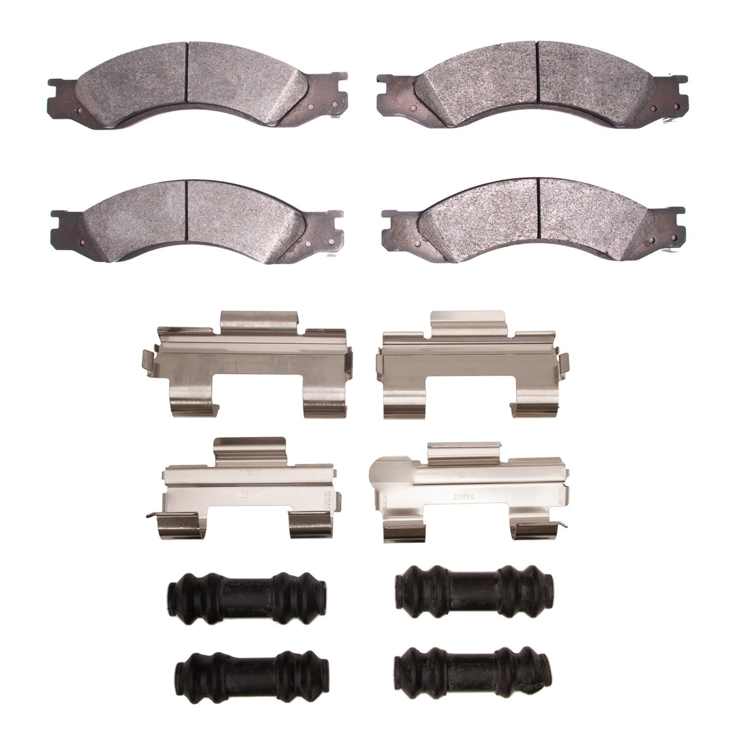 Semi-Metallic Brake Pads & Hardware Kit, 2004-2010 GM, Position: Rear
