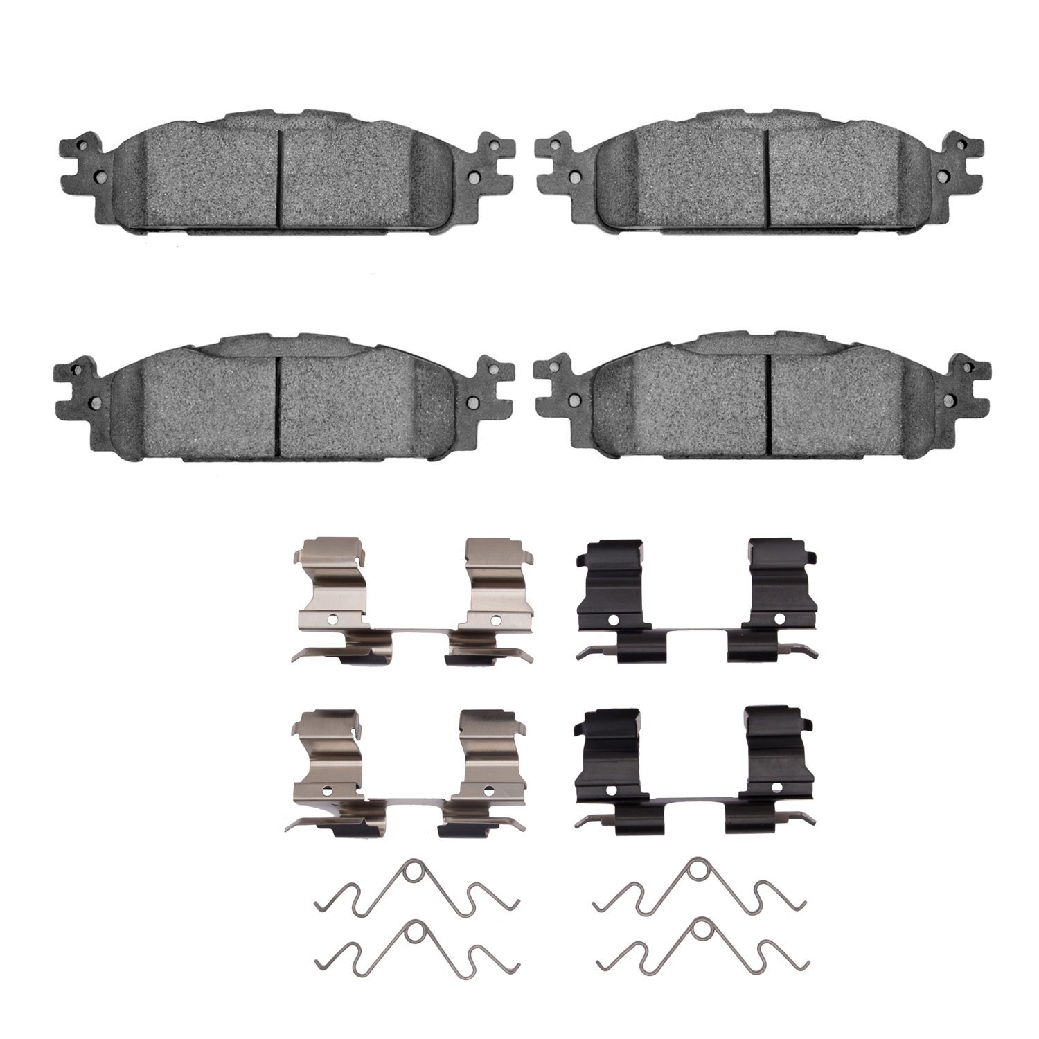 Semi-Metallic Brake Pads & Hardware Kit, 2009-2019 Ford/Lincoln/Mercury/Mazda, Position: Front