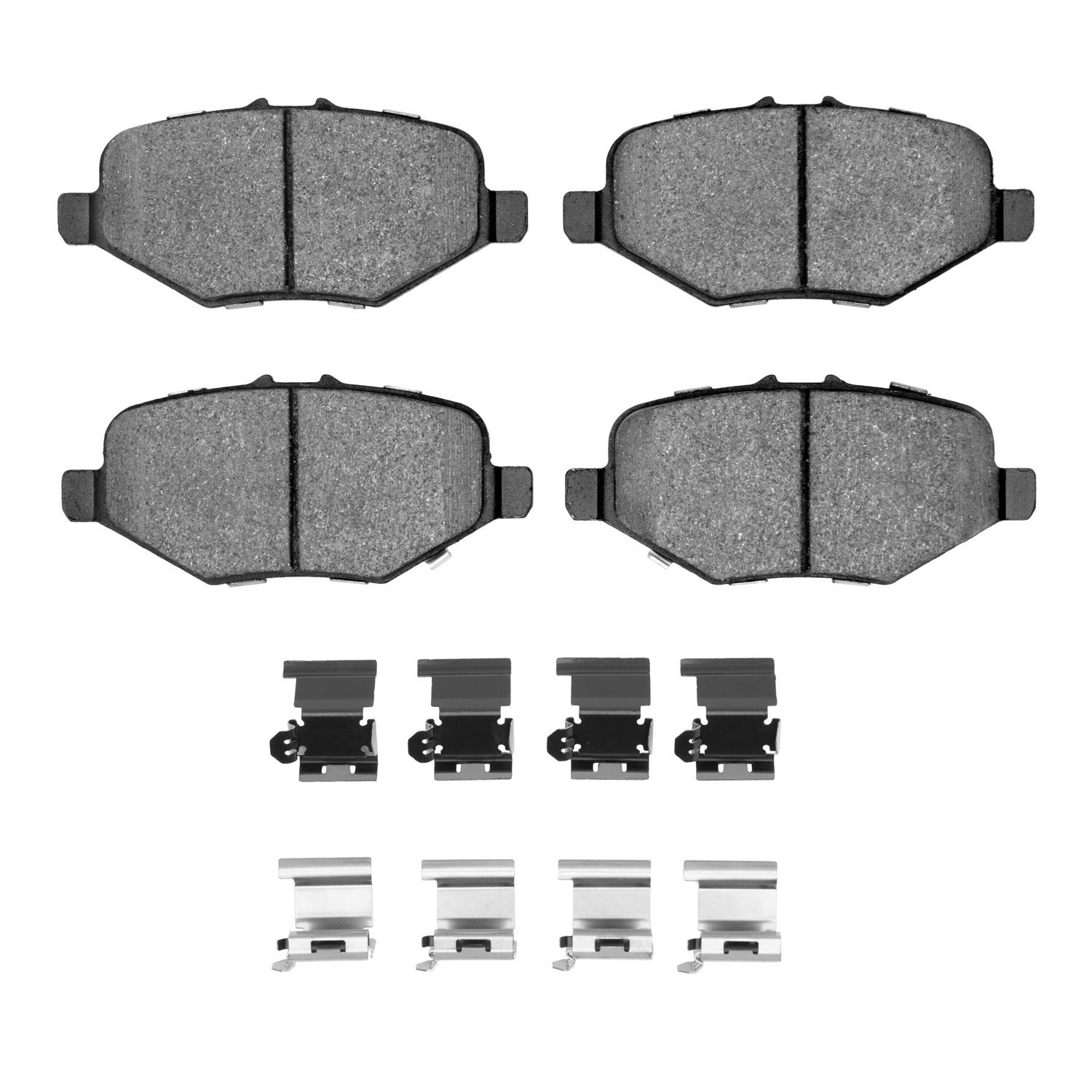 Semi-Metallic Brake Pads & Hardware Kit, 2013-2019 Ford/Lincoln/Mercury/Mazda, Position: Rear
