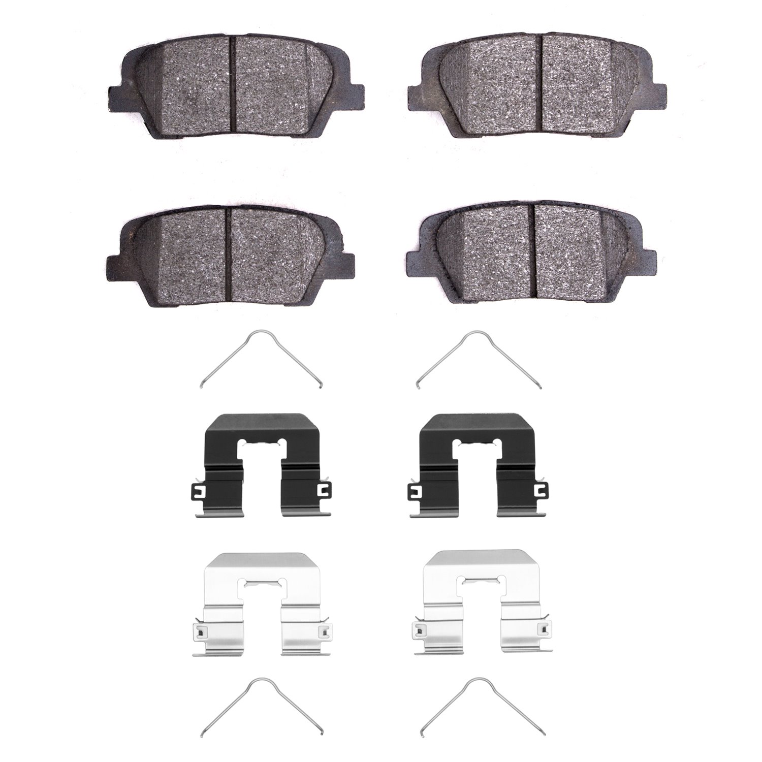 Semi-Metallic Brake Pads & Hardware Kit, 2015-2020 Kia/Hyundai/Genesis, Position: Rear