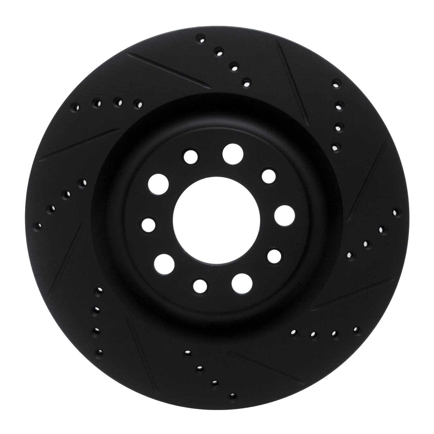 E-Line Drilled & Slotted Black Brake Rotor, Fits Select Alfa Romeo, Position: Rear Right