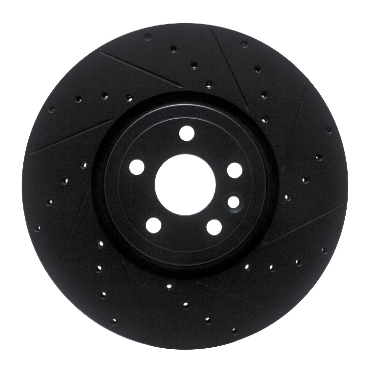 E-Line Drilled & Slotted Black Brake Rotor, 2017-2020 Fits Multiple Makes/Models, Position: Front Right