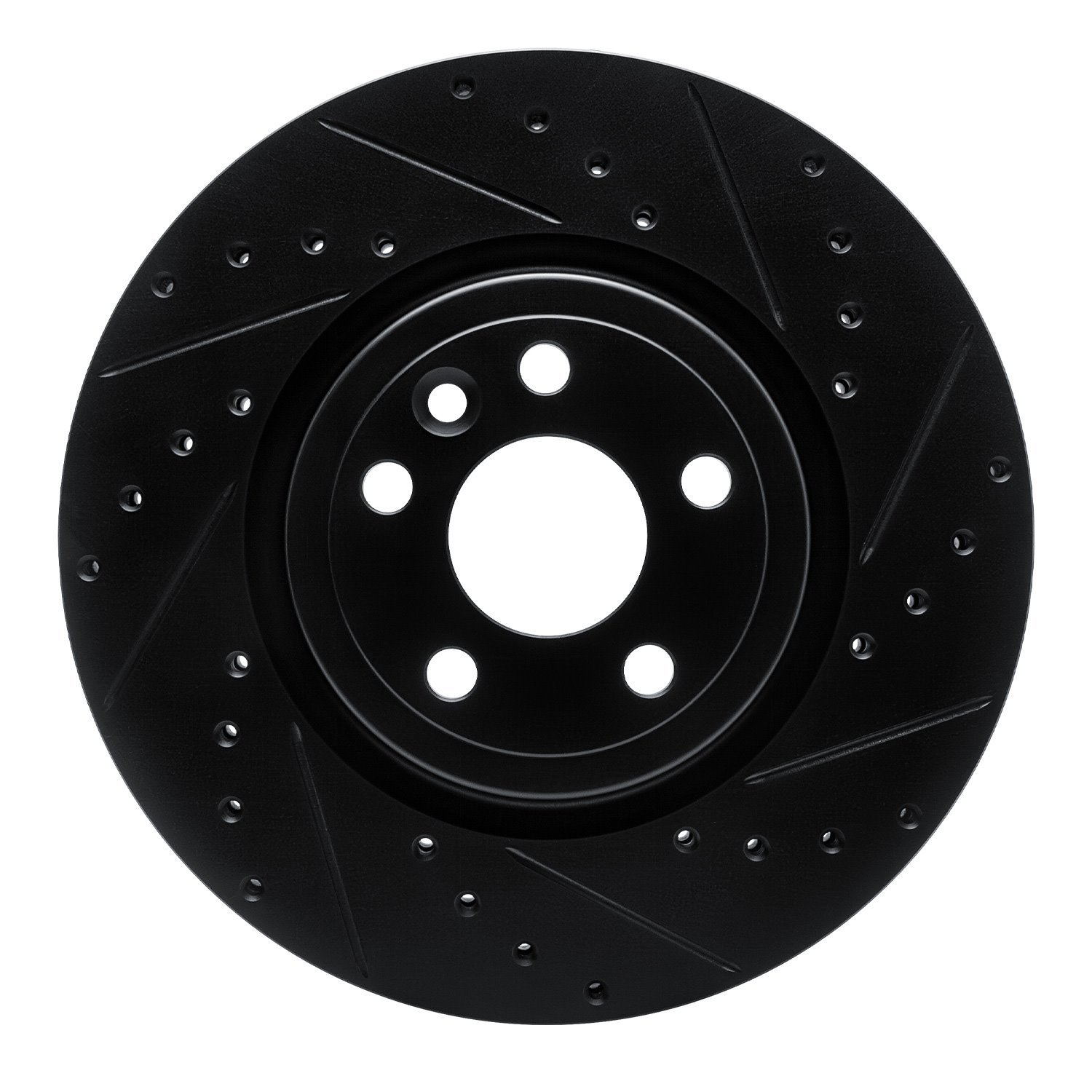 E-Line Drilled & Slotted Black Brake Rotor, 2017-2019 Fits Multiple Makes/Models, Position: Front Right