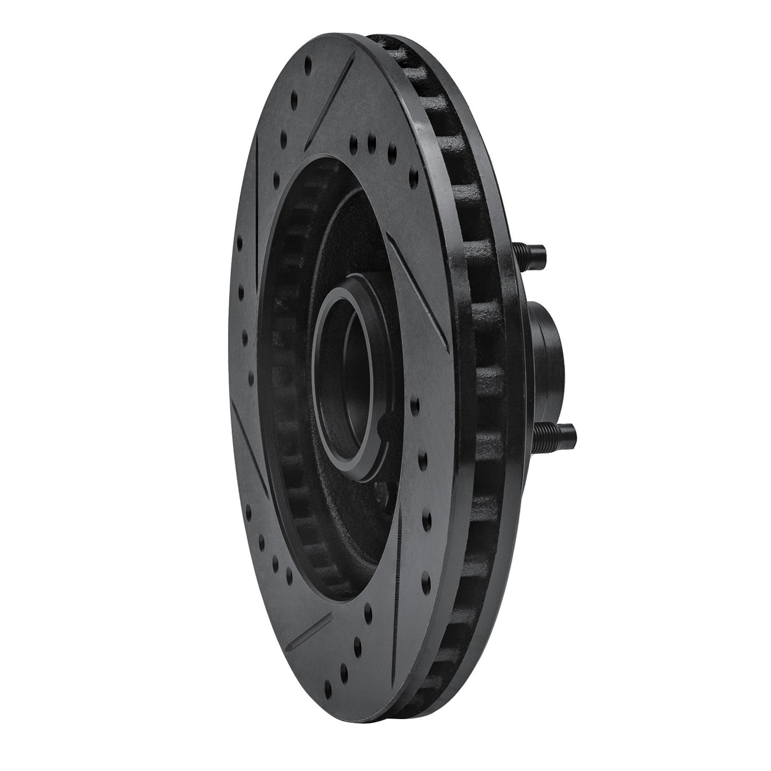 E-Line Drilled & Slotted Black Brake Rotor, 1987-1993 Ford/Lincoln/Mercury/Mazda, Position: Front Right