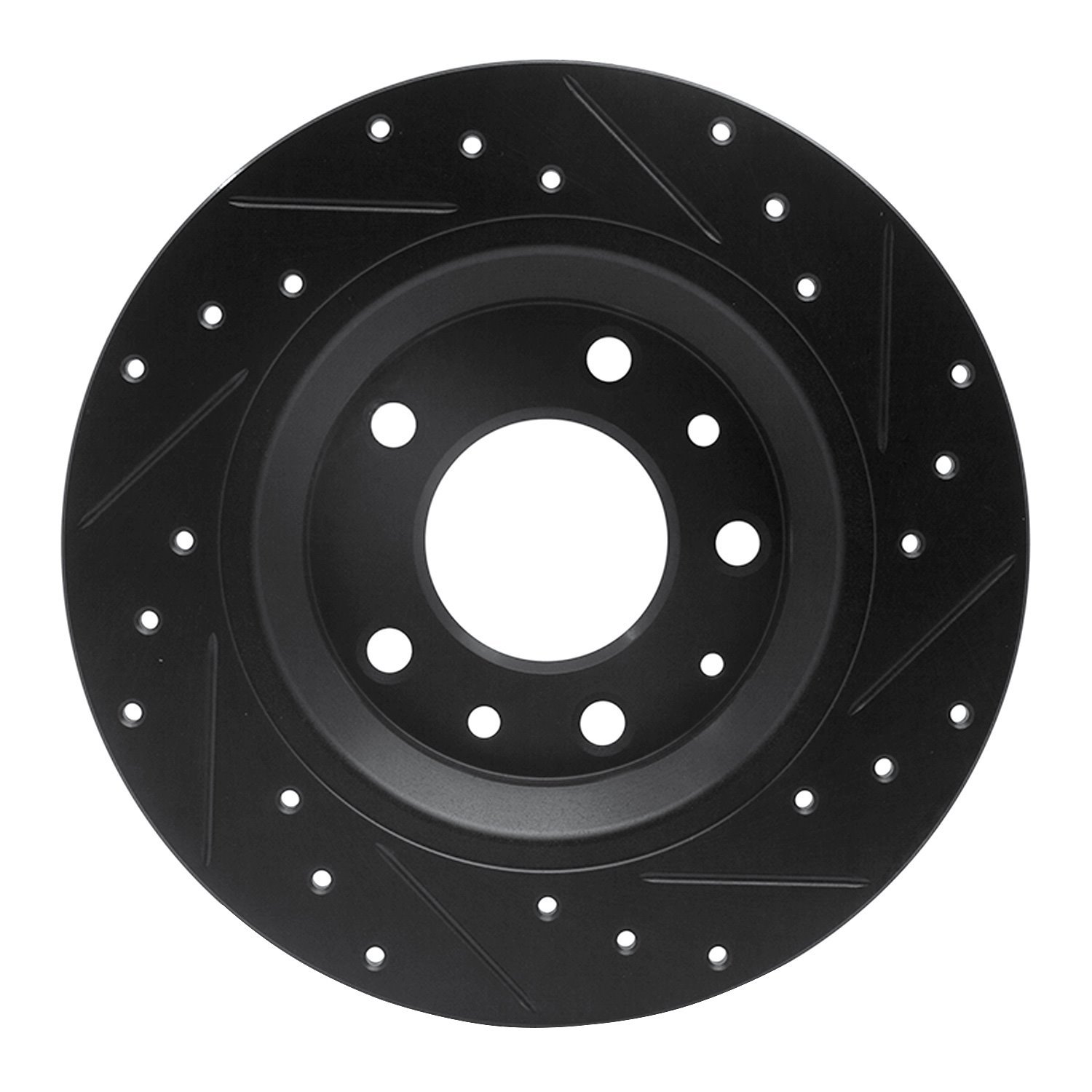 E-Line Drilled & Slotted Black Brake Rotor, 1998-2015 Ford/Lincoln/Mercury/Mazda, Position: Rear Left