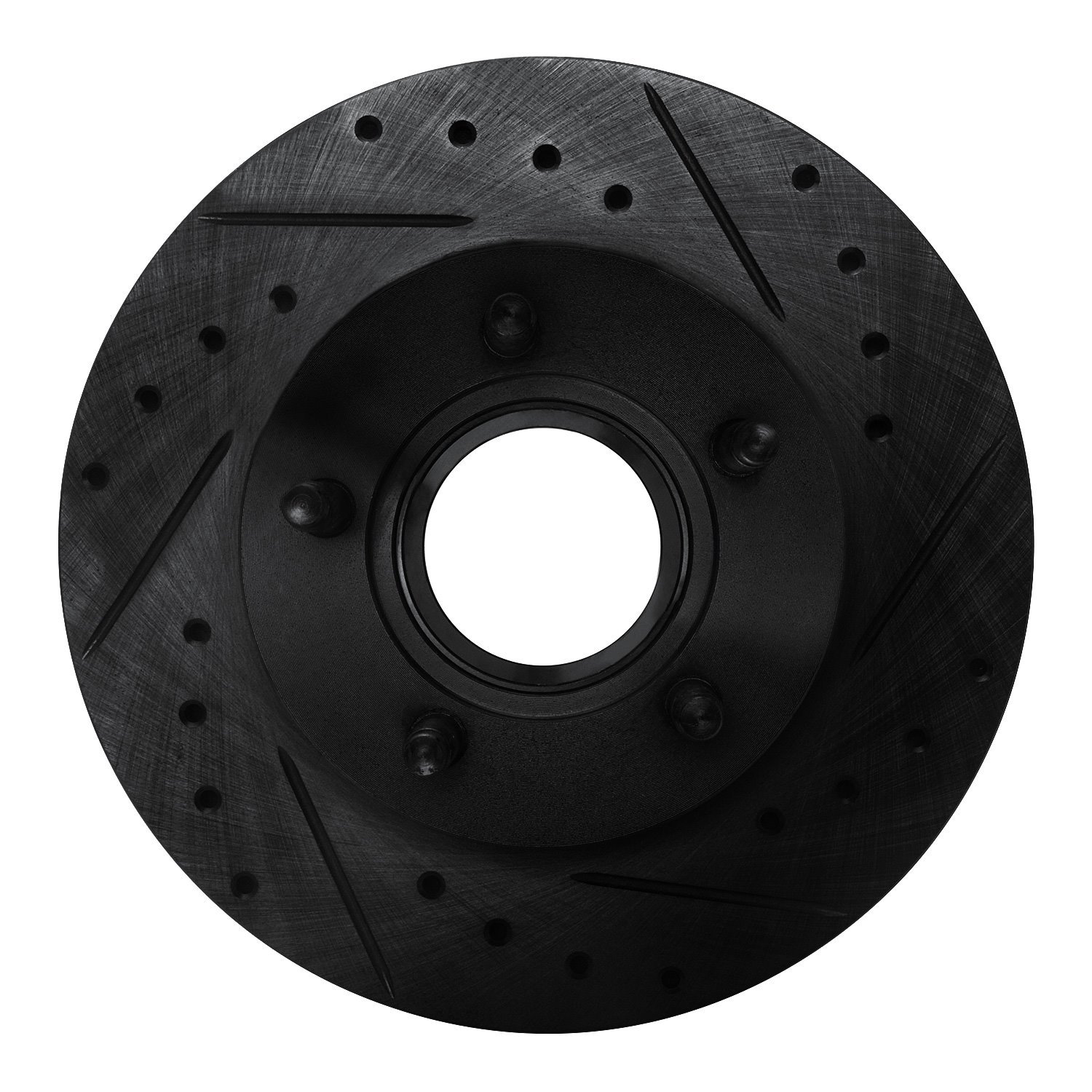 E-Line Drilled & Slotted Black Brake Rotor, 1993-1994 Ford/Lincoln/Mercury/Mazda, Position: Front Right