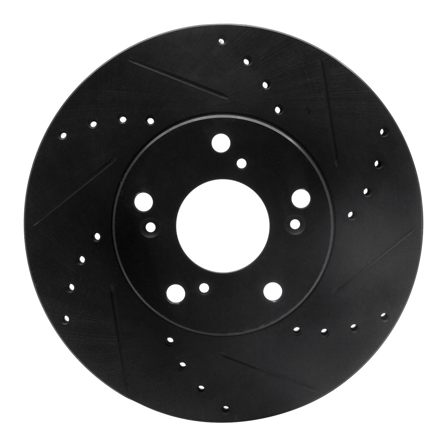 E-Line Drilled & Slotted Black Brake Rotor, 1998-2021 Acura/Honda, Position: Front Right