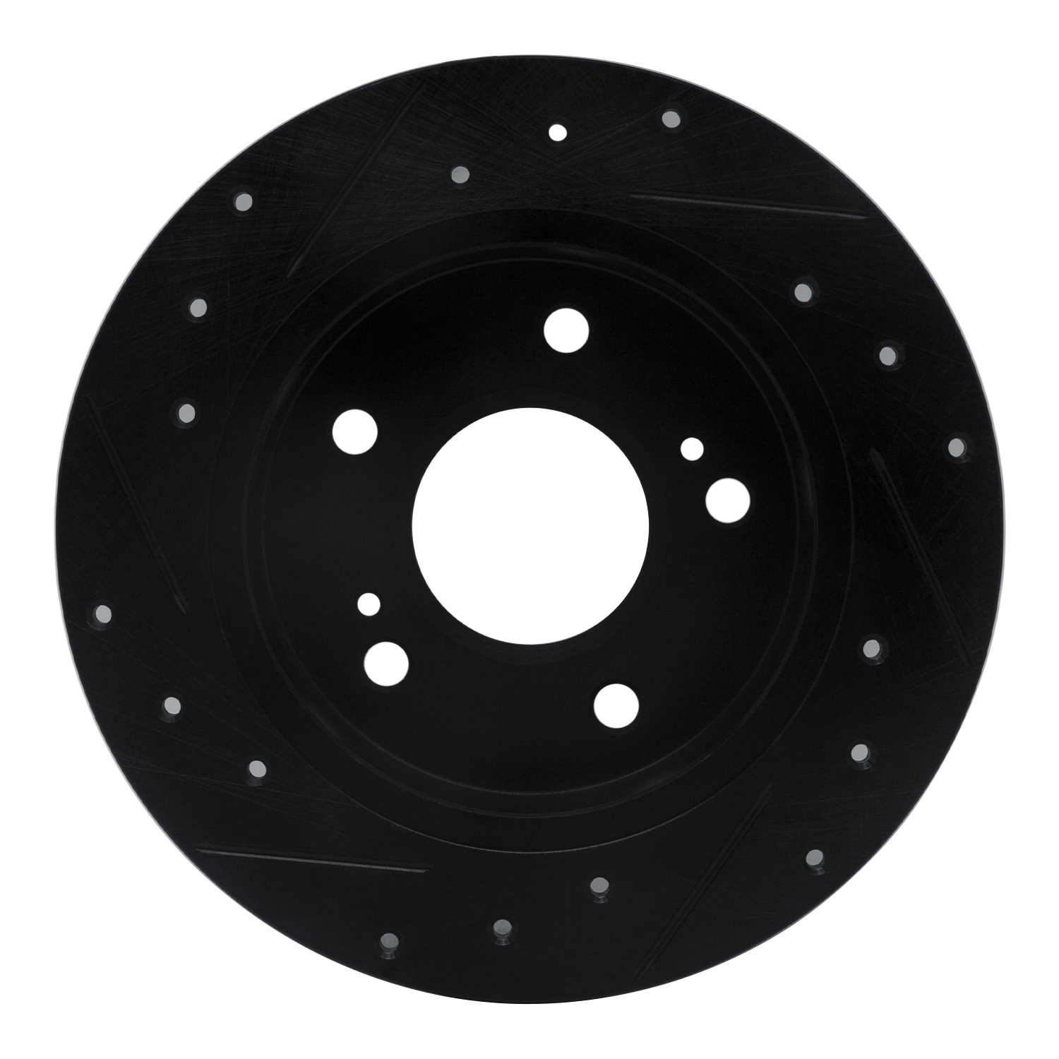 E-Line Drilled & Slotted Black Brake Rotor, 1994-1998 Infiniti/Nissan, Position: Rear Right
