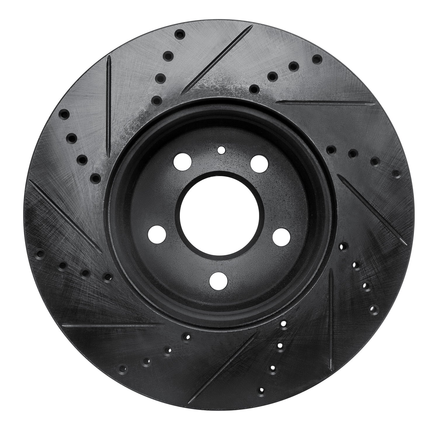 E-Line Drilled & Slotted Black Brake Rotor, Fits Select Audi/Porsche/Volkswagen, Position: Front Right
