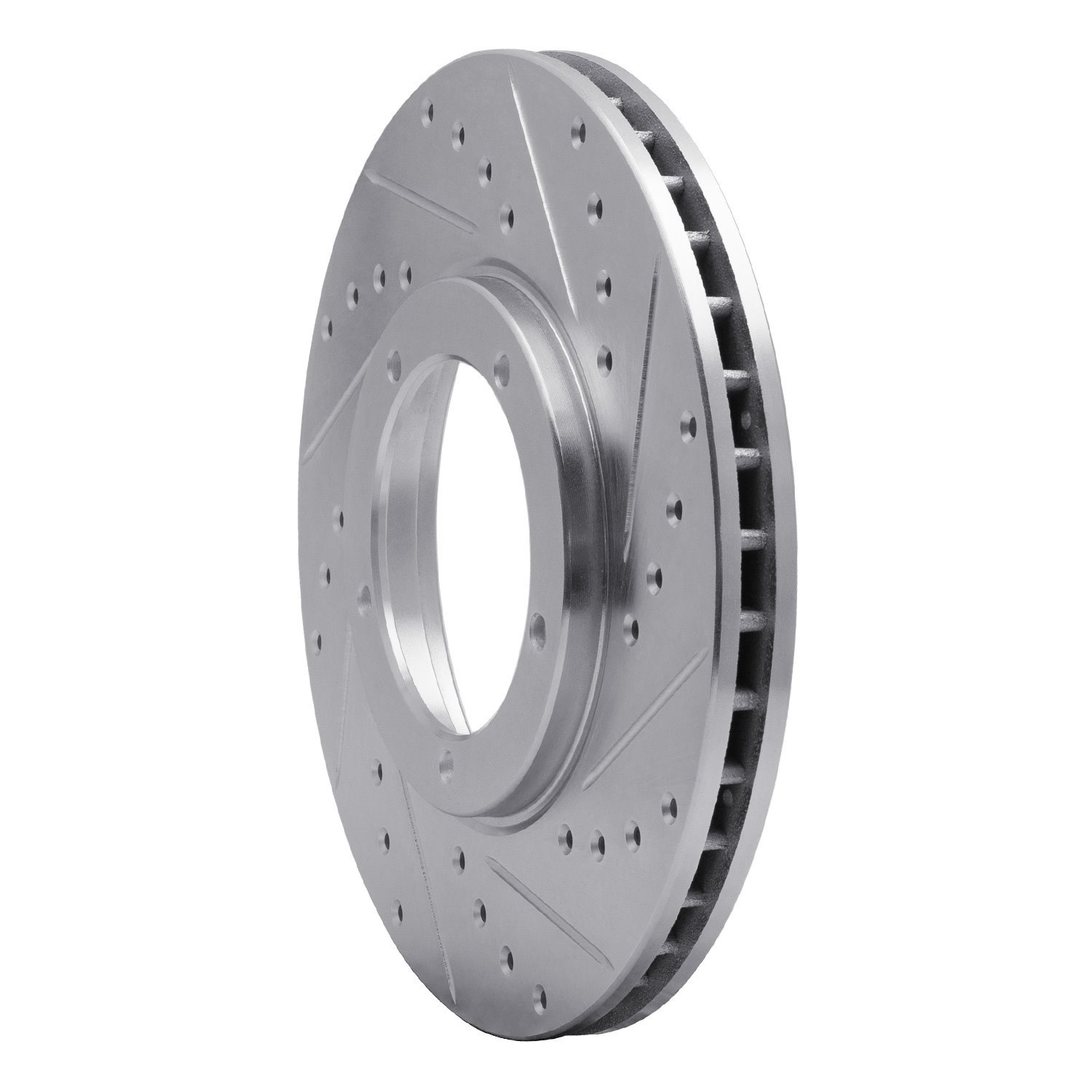 E-Line Drilled & Slotted Silver Brake Rotor, 1984-1989 Audi/Porsche/Volkswagen, Position: Front Right