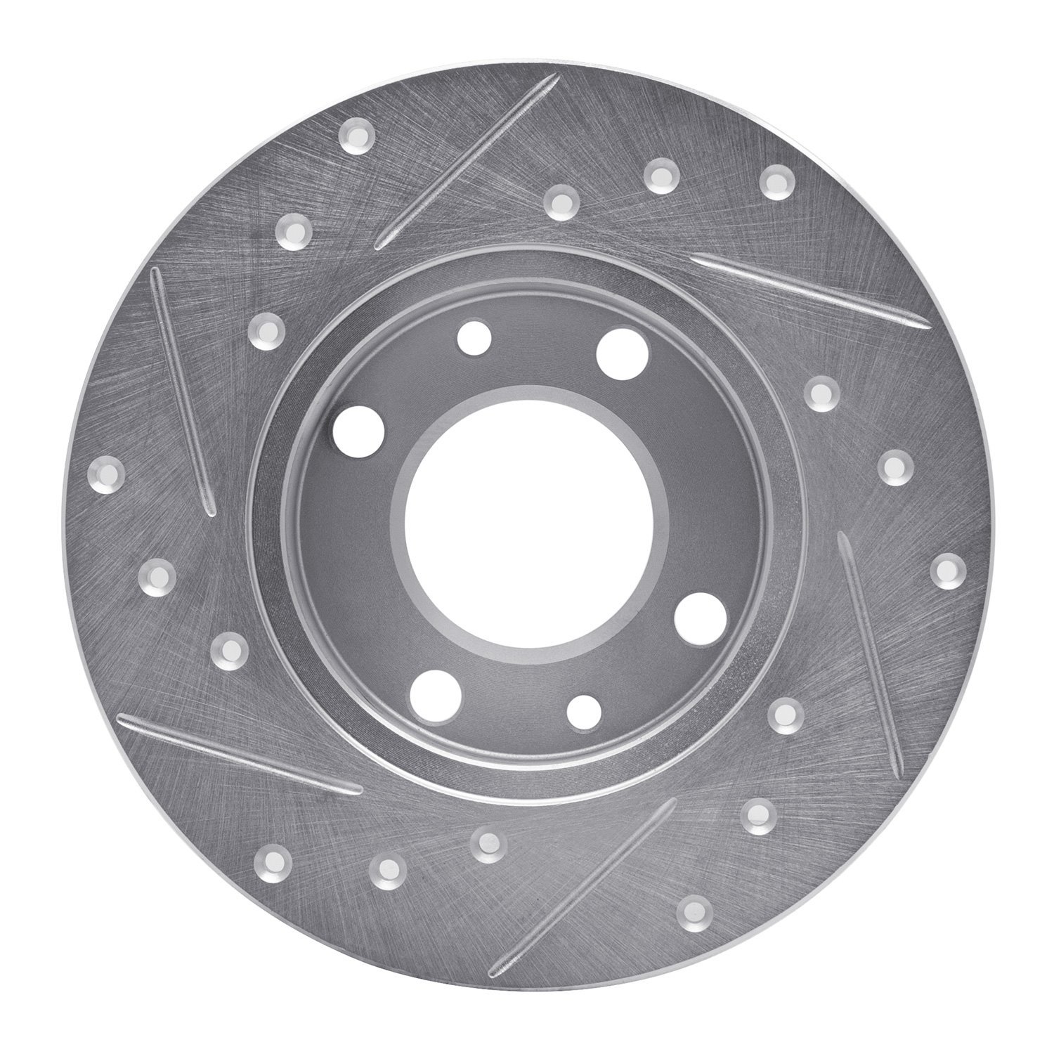 E-Line Drilled & Slotted Silver Brake Rotor, 1966-1992 Fits Multiple Makes/Models, Position: Front & Rear Right