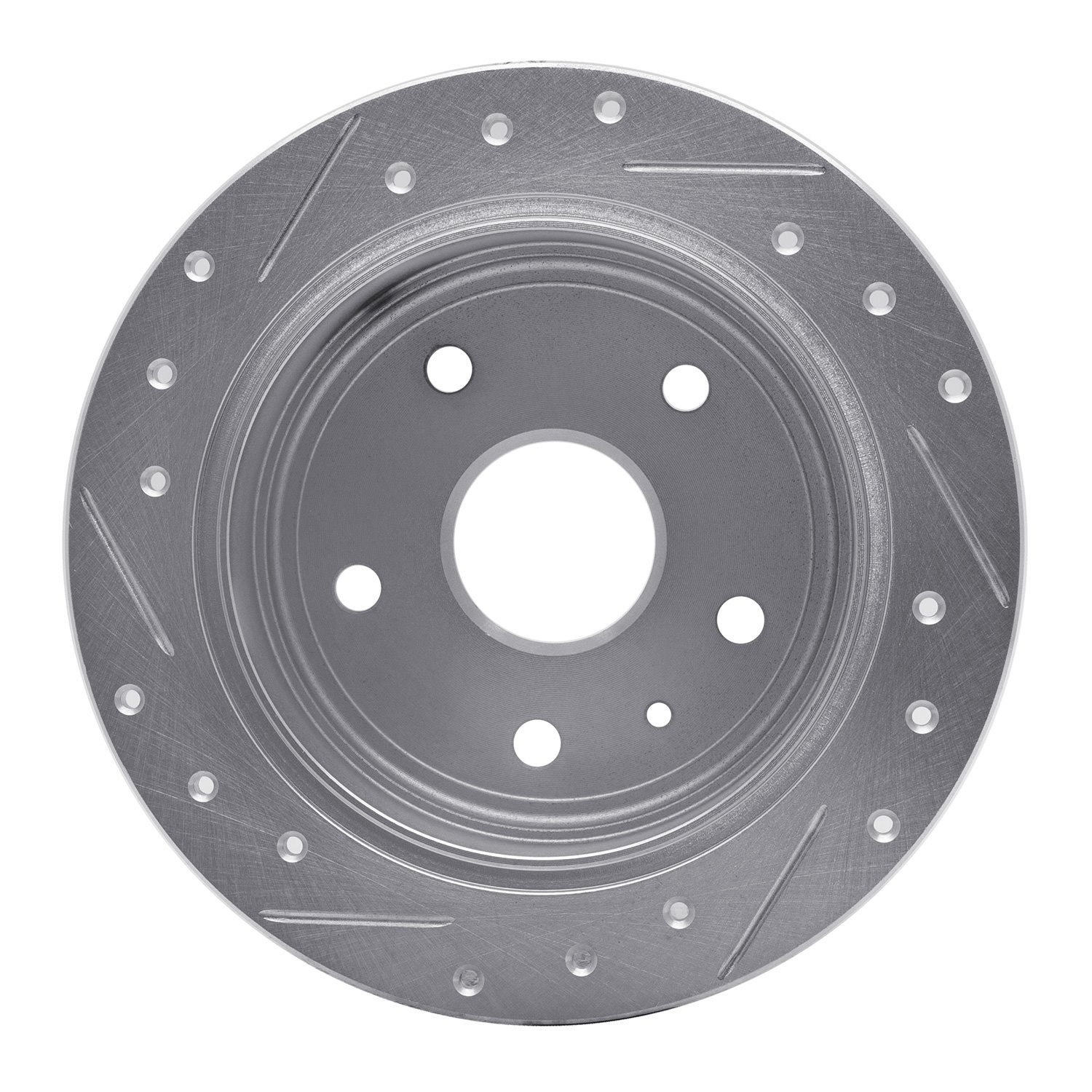 E-Line Drilled & Slotted Silver Brake Rotor, 1999-2002 GM, Position: Rear Right