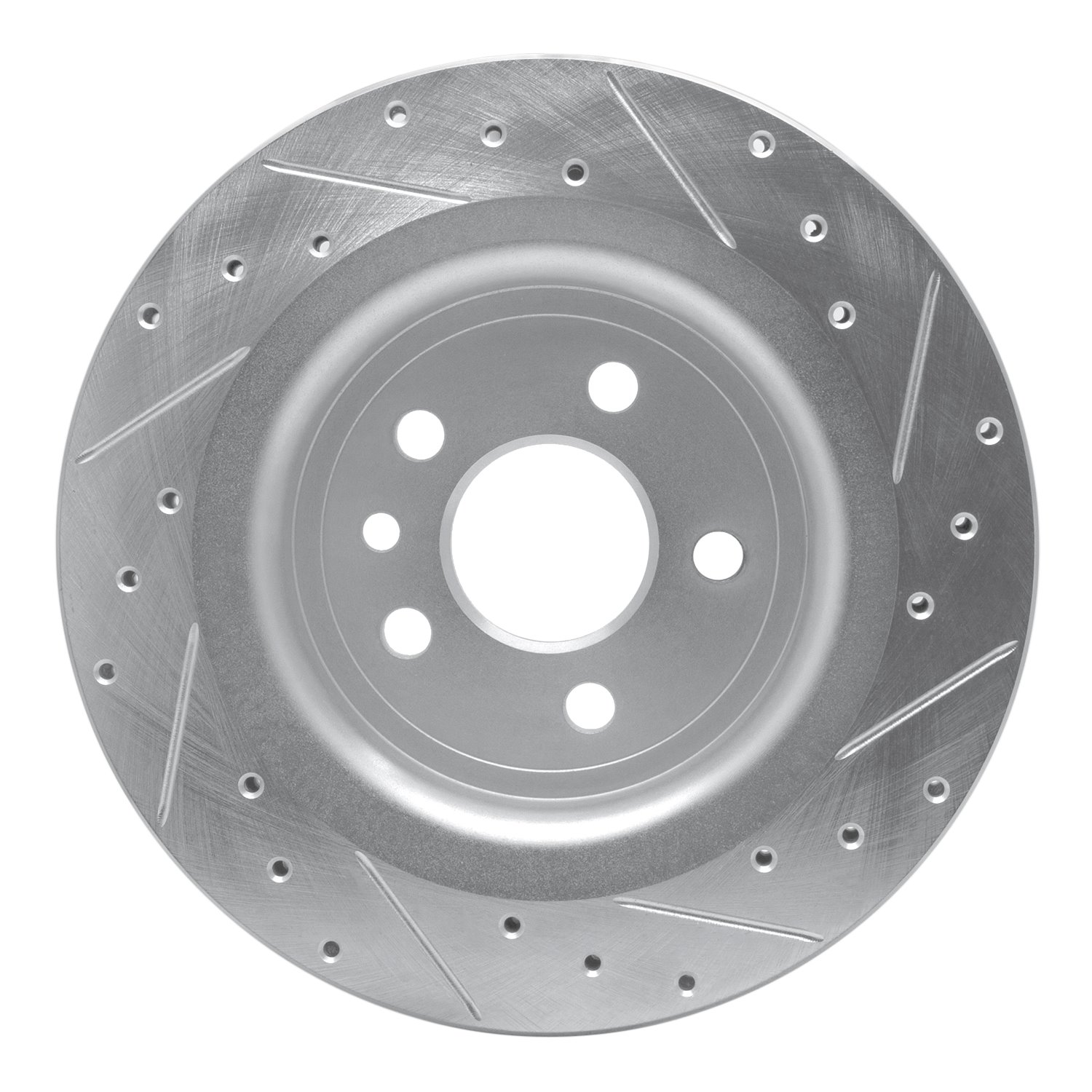 E-Line Drilled & Slotted Silver Brake Rotor, 2007-2015 Volvo, Position: Rear Left