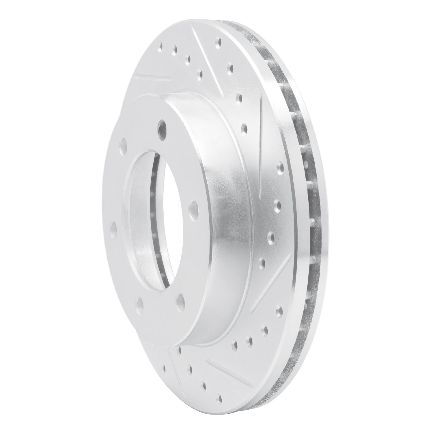 E-Line Drilled & Slotted Silver Brake Rotor, 2001-2004 Fits Multiple Makes/Models, Position: Front Right