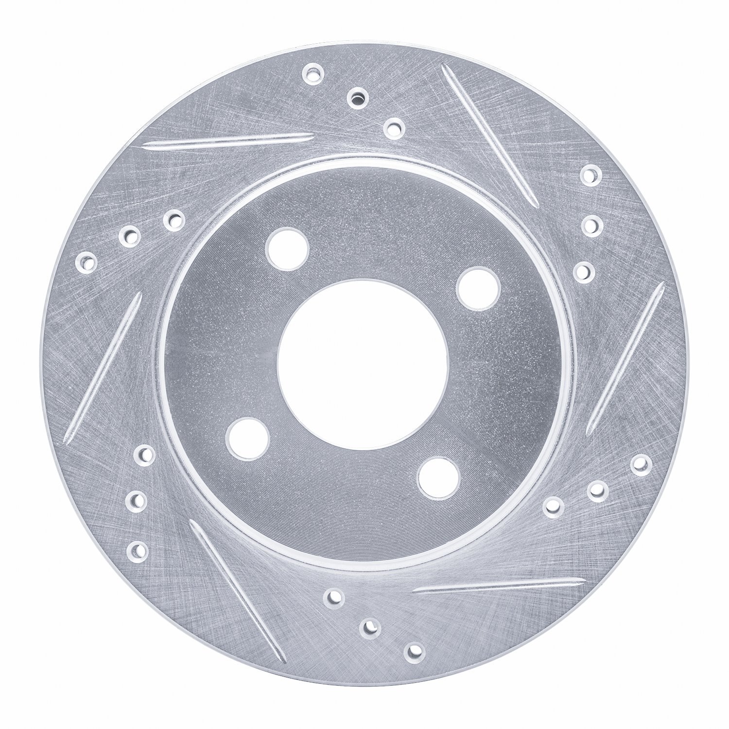 E-Line Drilled & Slotted Silver Brake Rotor, 1995-1996 Mopar, Position: Front Right