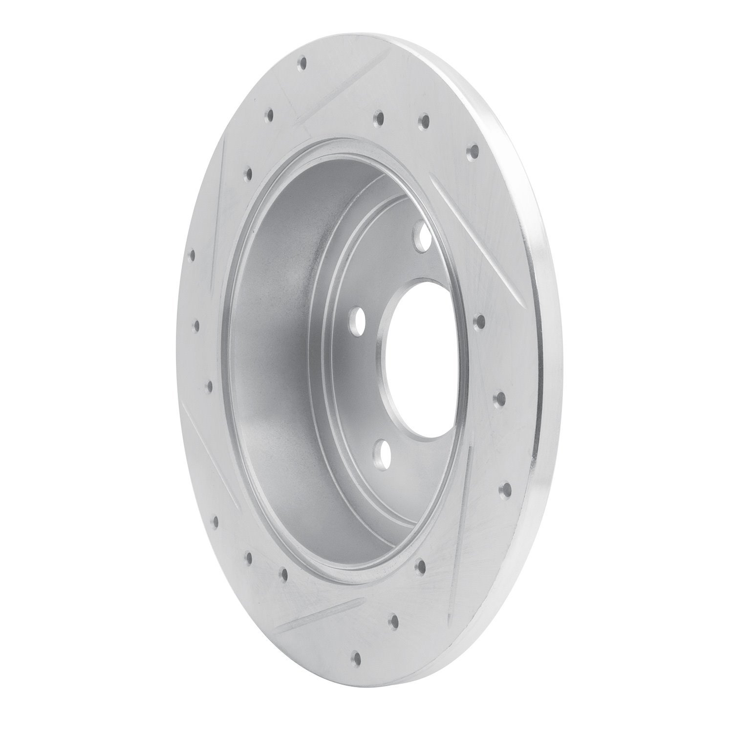 E-Line Drilled & Slotted Silver Brake Rotor, 1997-2007 Mopar, Position: Rear Right