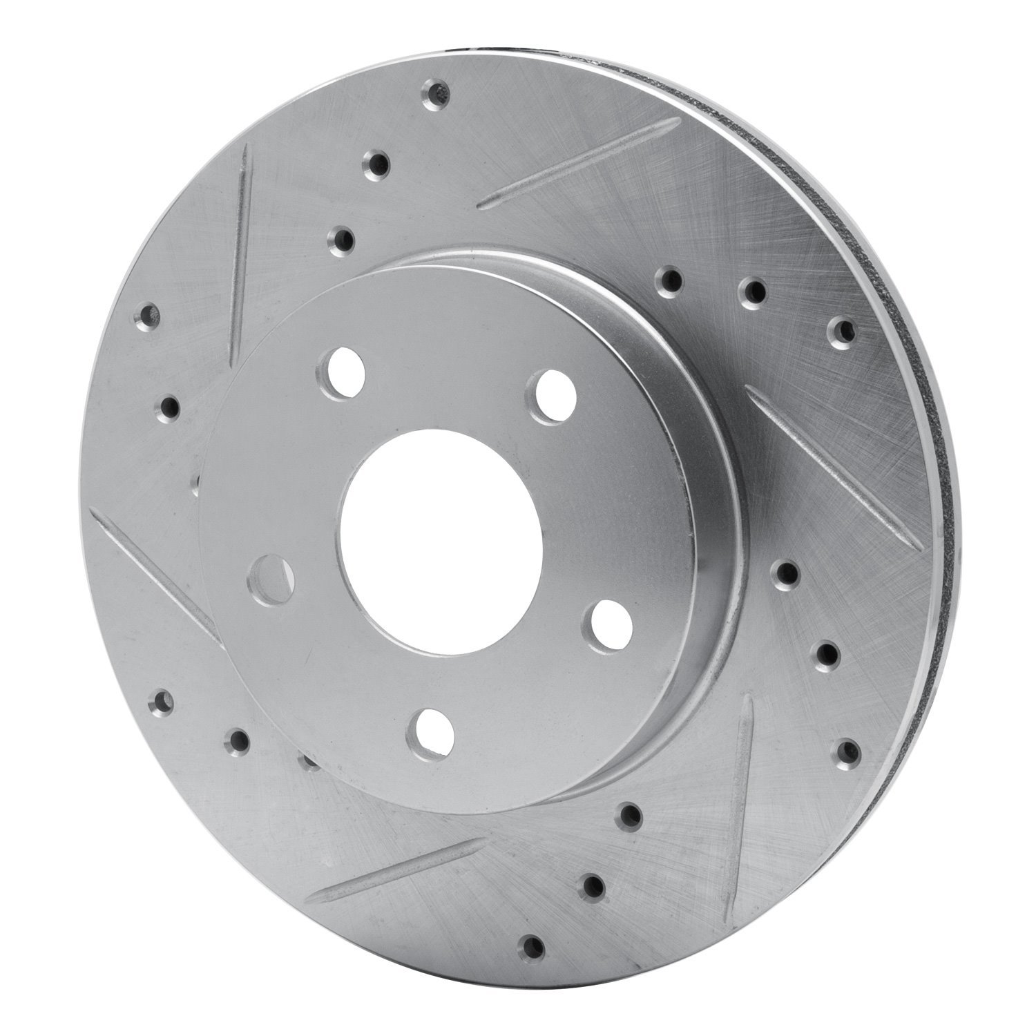 E-Line Drilled & Slotted Silver Brake Rotor, 1980-1989 GM, Position: Front Left