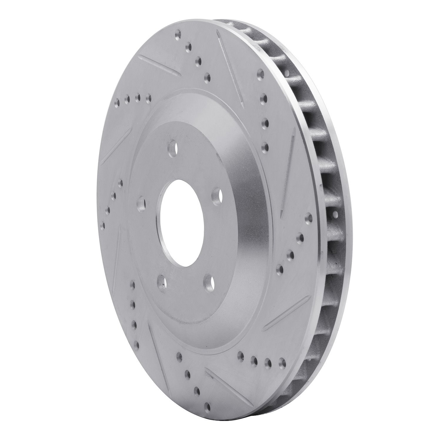 E-Line Drilled & Slotted Silver Brake Rotor, 1997-2009 GM, Position: Left Front