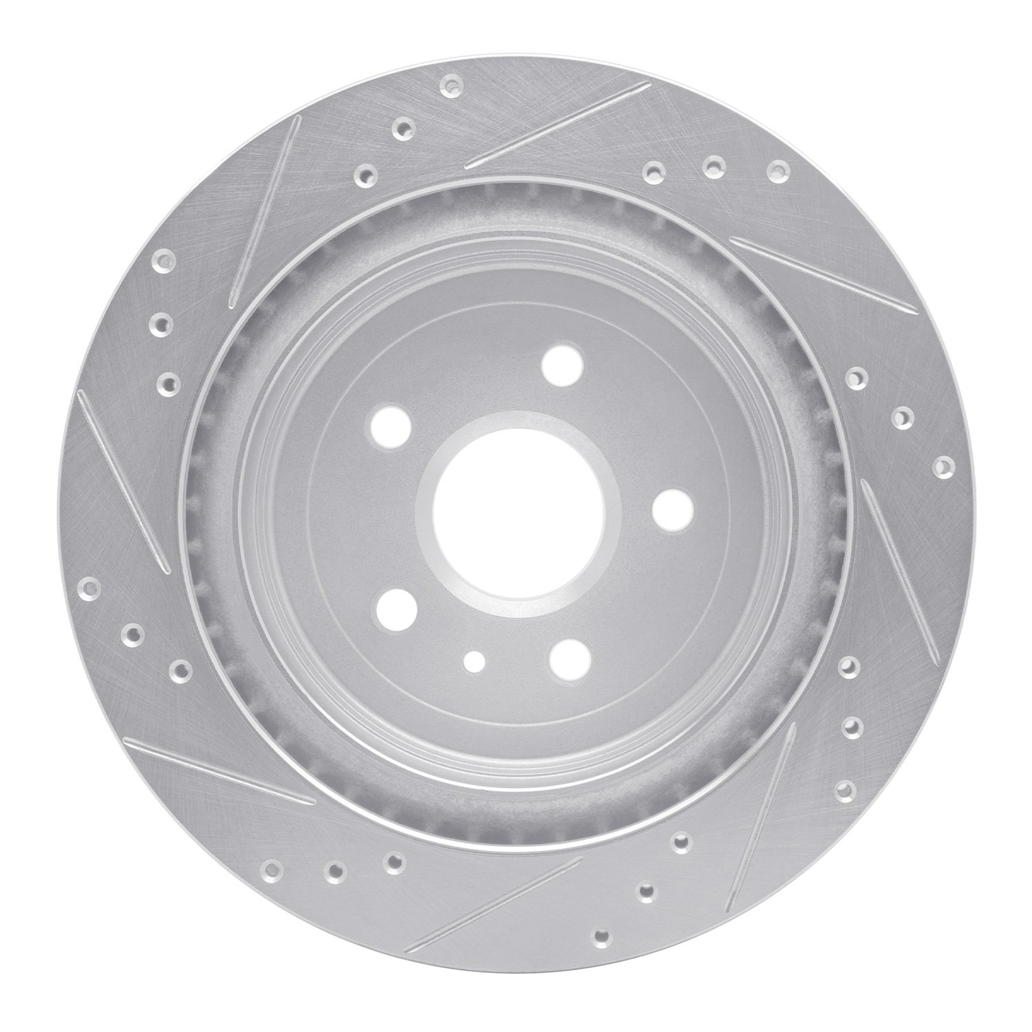 E-Line Drilled & Slotted Silver Brake Rotor, 2008-2014 GM, Position: Rear Right