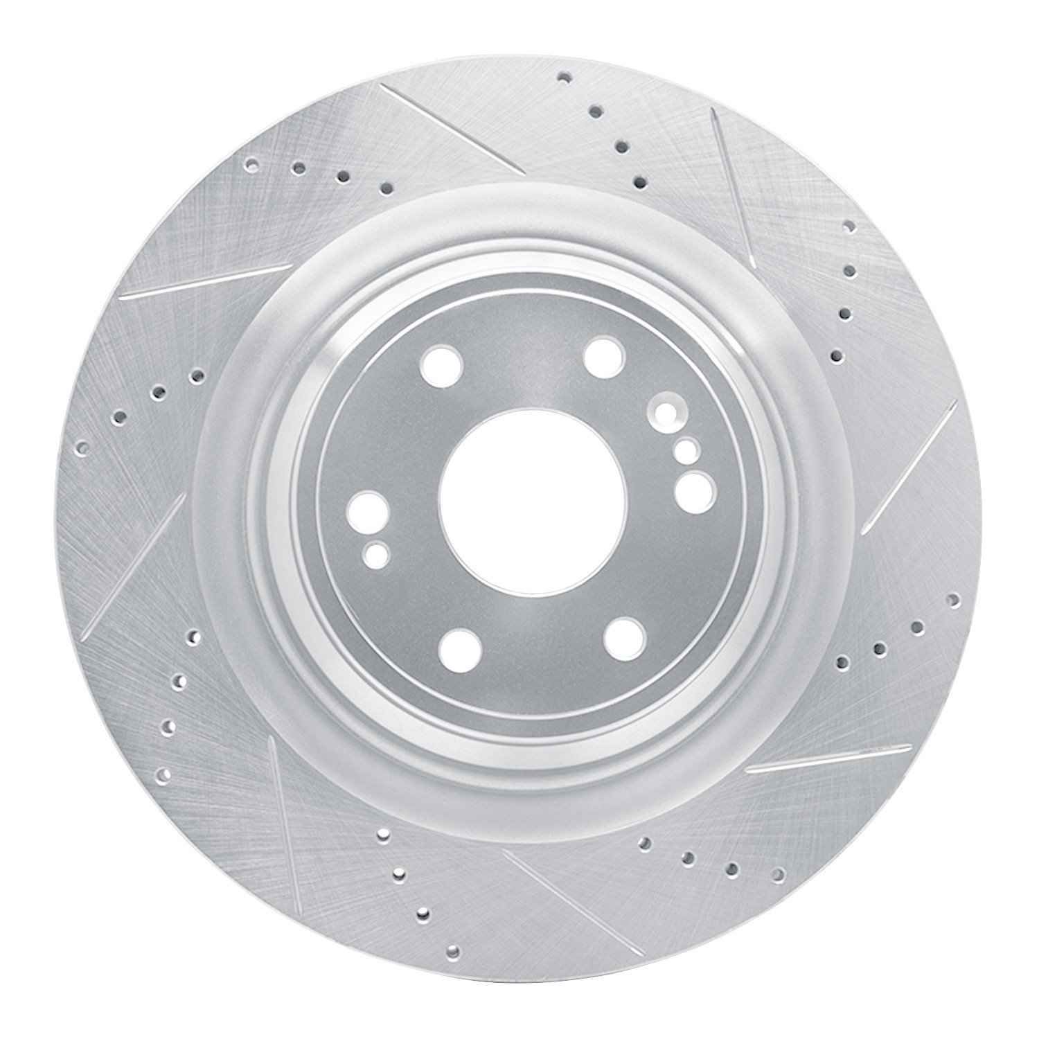 E-Line Drilled & Slotted Silver Brake Rotor, 2015-2020 GM, Position: Front Right