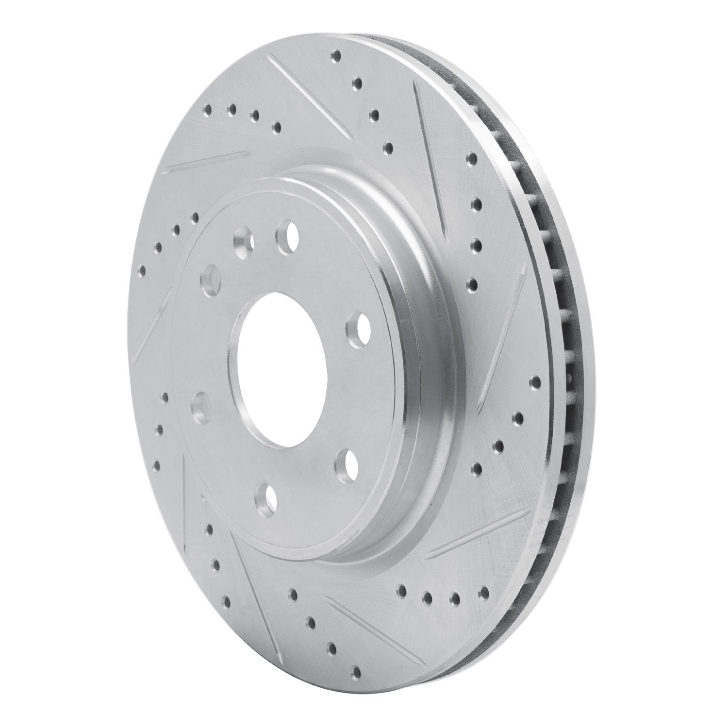 E-Line Drilled & Slotted Silver Brake Rotor, 2007-2017 GM, Position: Front Right