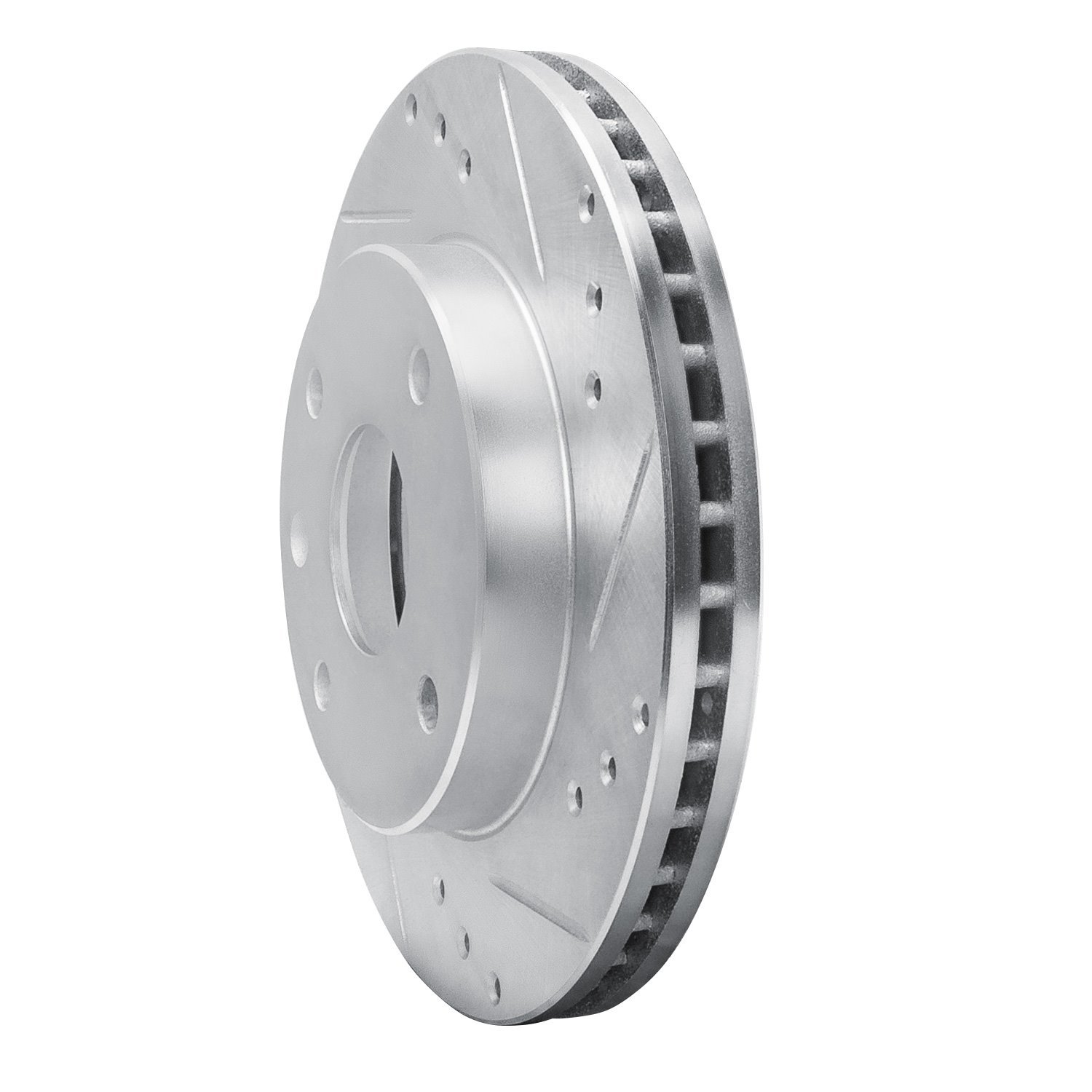 E-Line Drilled & Slotted Silver Brake Rotor, 1986-1992 Ford/Lincoln/Mercury/Mazda, Position: Front & Rear Right
