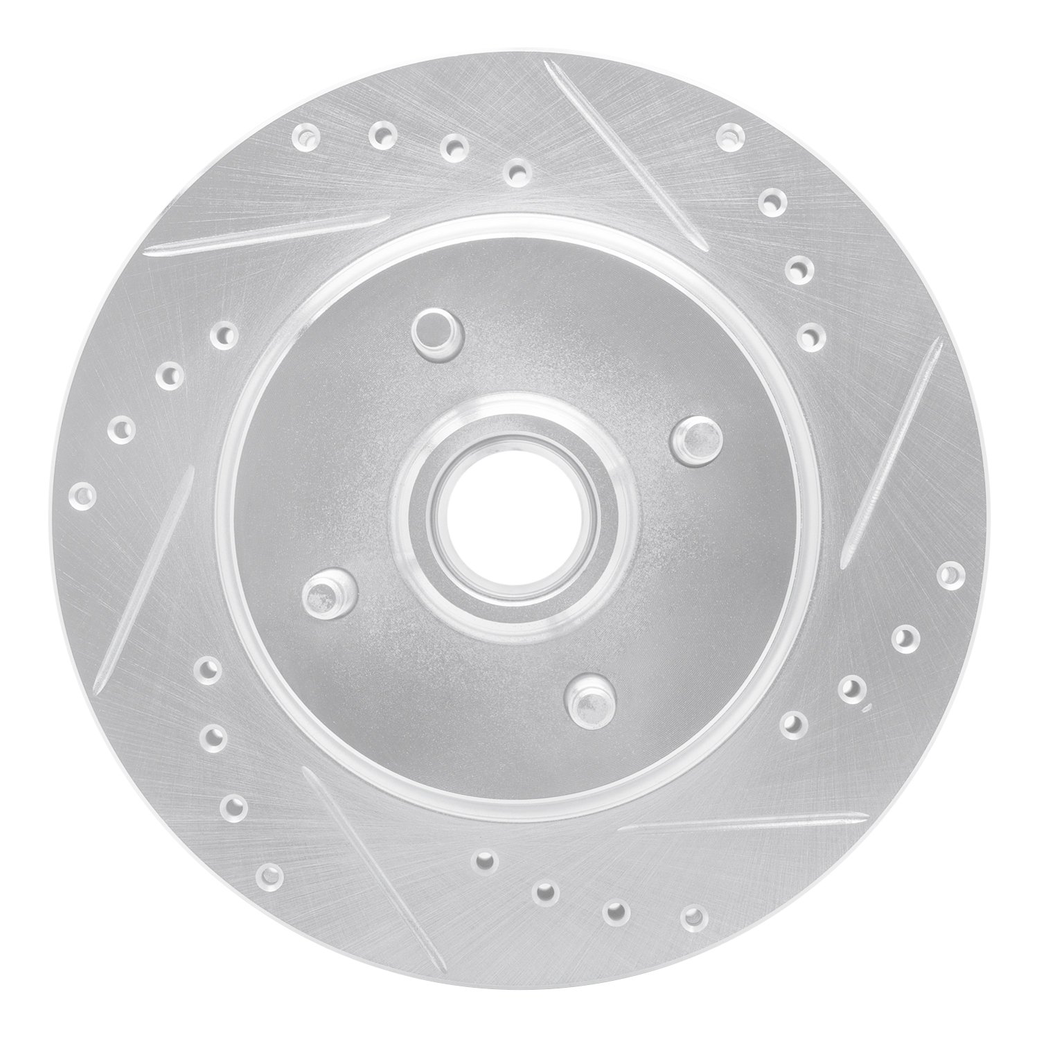 E-Line Drilled & Slotted Silver Brake Rotor, 1993-1993 Ford/Lincoln/Mercury/Mazda, Position: Front Right
