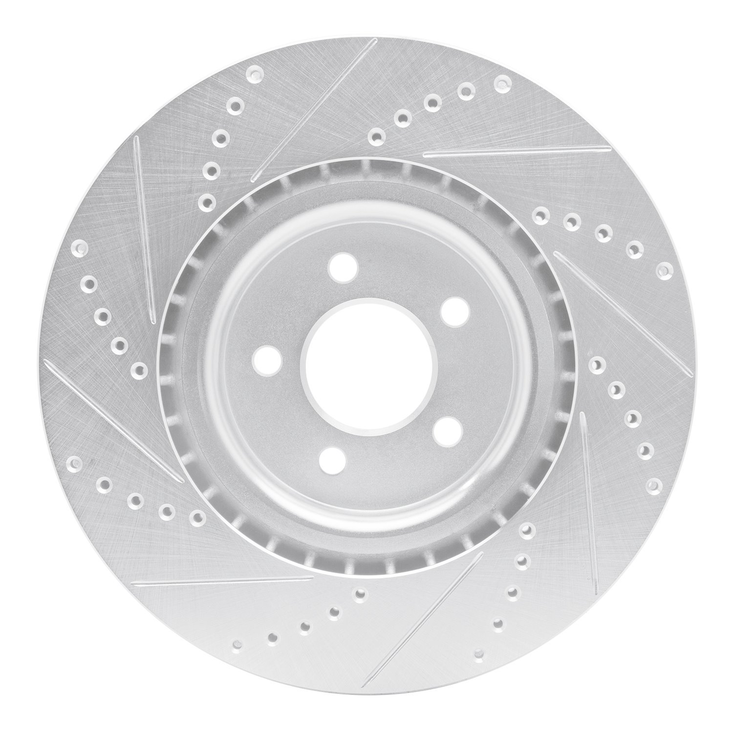 E-Line Drilled & Slotted Silver Brake Rotor, 2007-2014 Ford/Lincoln/Mercury/Mazda, Position: Front Right