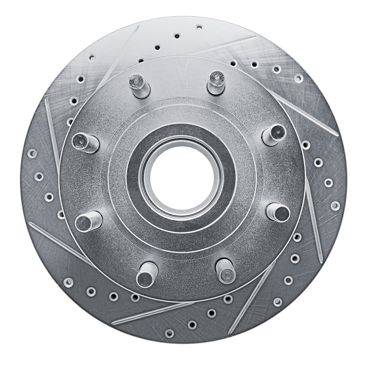 E-Line Drilled & Slotted Silver Brake Rotor, 1994-1994 Ford/Lincoln/Mercury/Mazda, Position: Front Left