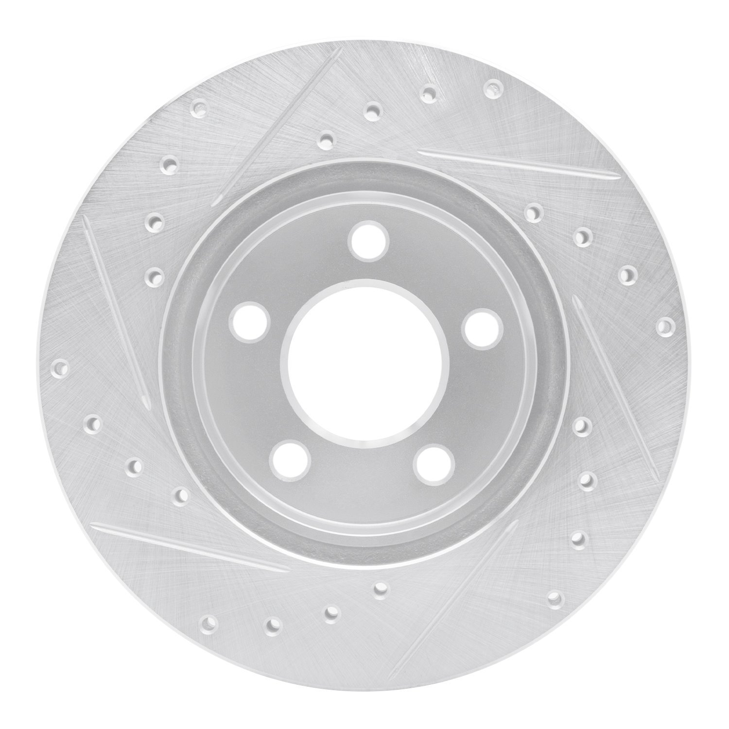 E-Line Drilled & Slotted Silver Brake Rotor, 1995-2002 Ford/Lincoln/Mercury/Mazda, Position: Front Right