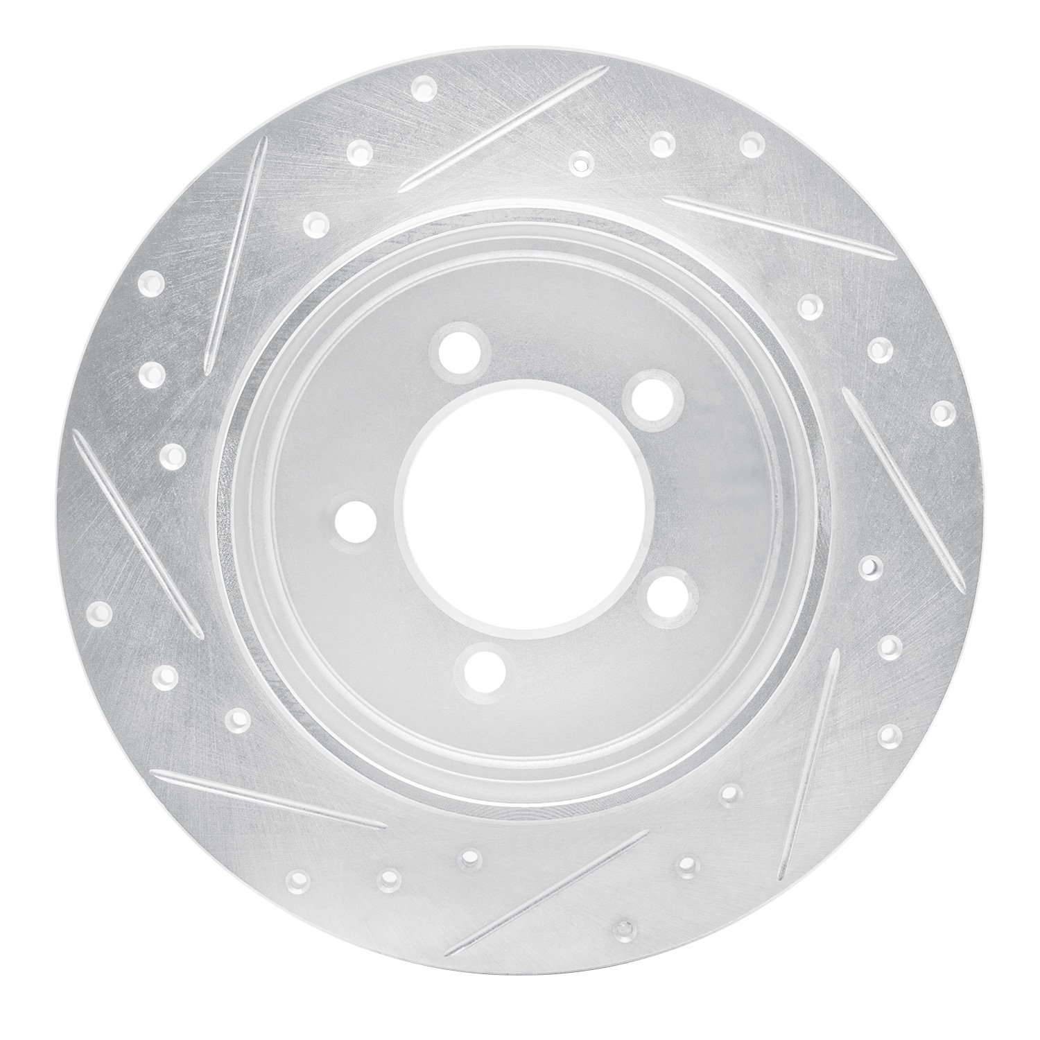 E-Line Drilled & Slotted Silver Brake Rotor, 2002-2010 Ford/Lincoln/Mercury/Mazda, Position: Rear Right