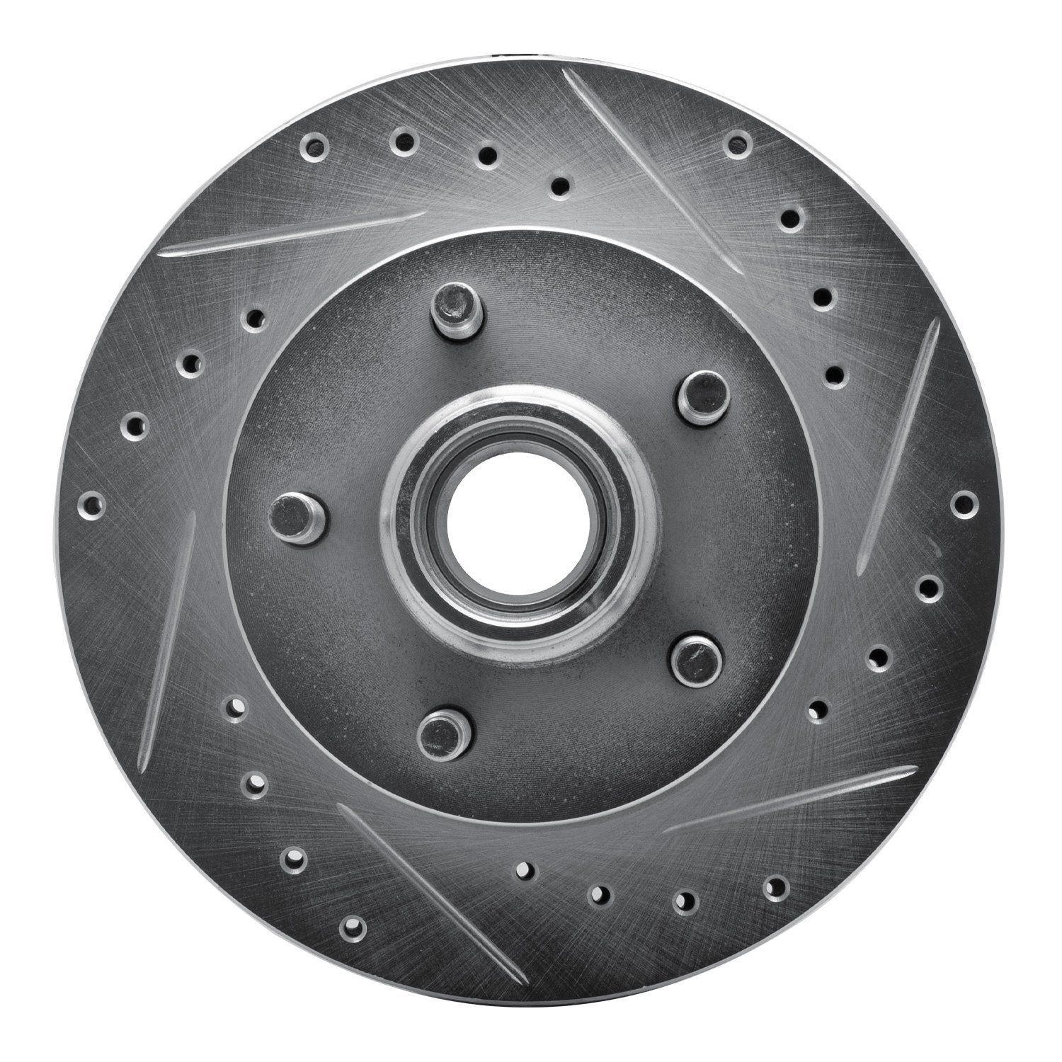 E-Line Drilled & Slotted Silver Brake Rotor, 2004-2008 Ford/Lincoln/Mercury/Mazda, Position: Front Right