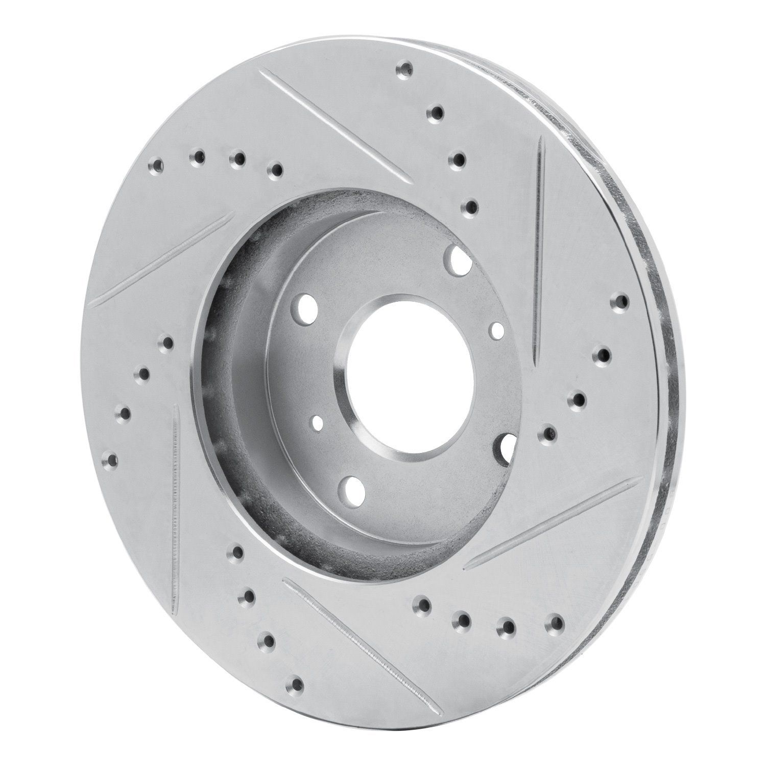 E-Line Drilled & Slotted Silver Brake Rotor, 1998-1999 Acura/Honda, Position: Front Left