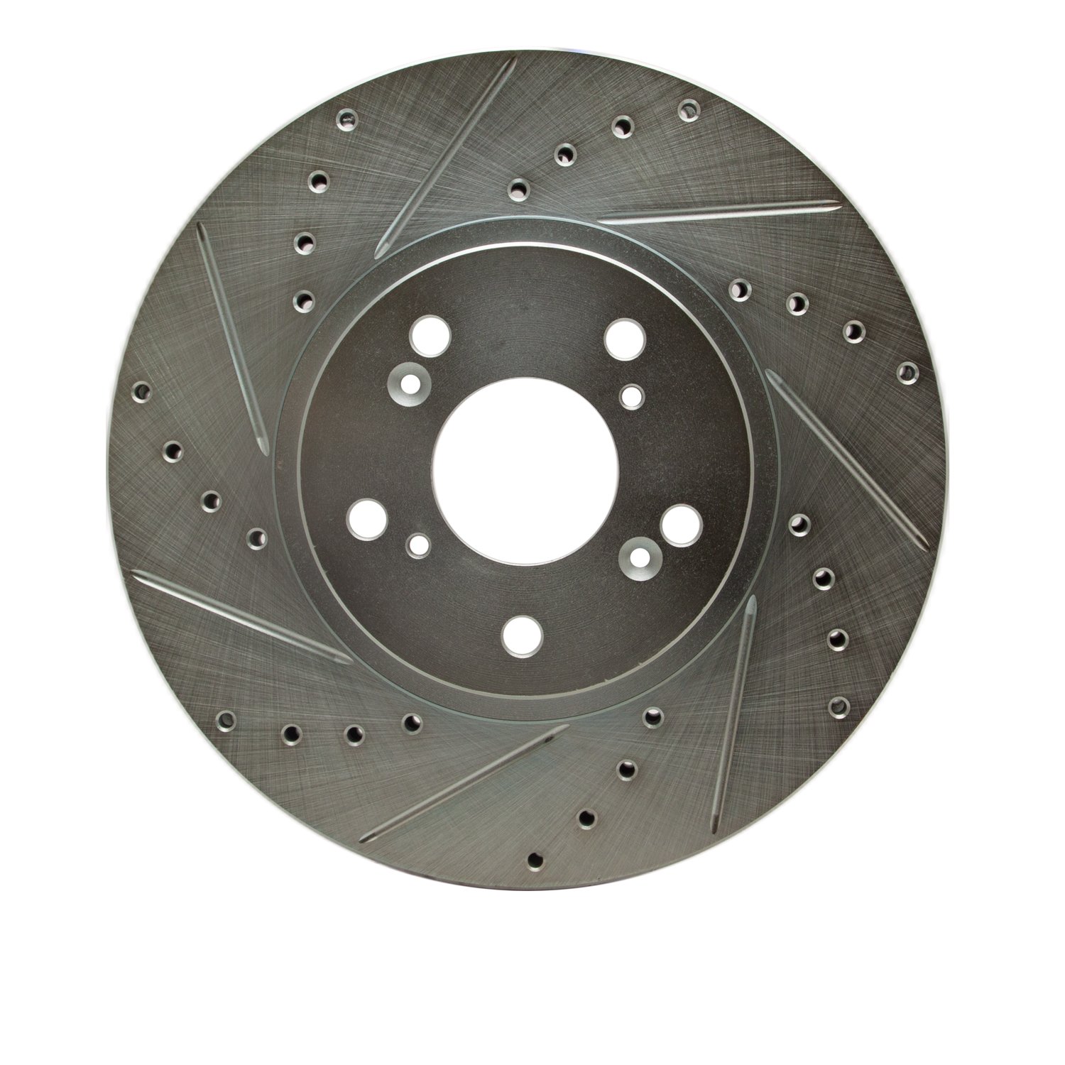 E-Line Drilled & Slotted Silver Brake Rotor, 2004-2008 Acura/Honda, Position: Front Left