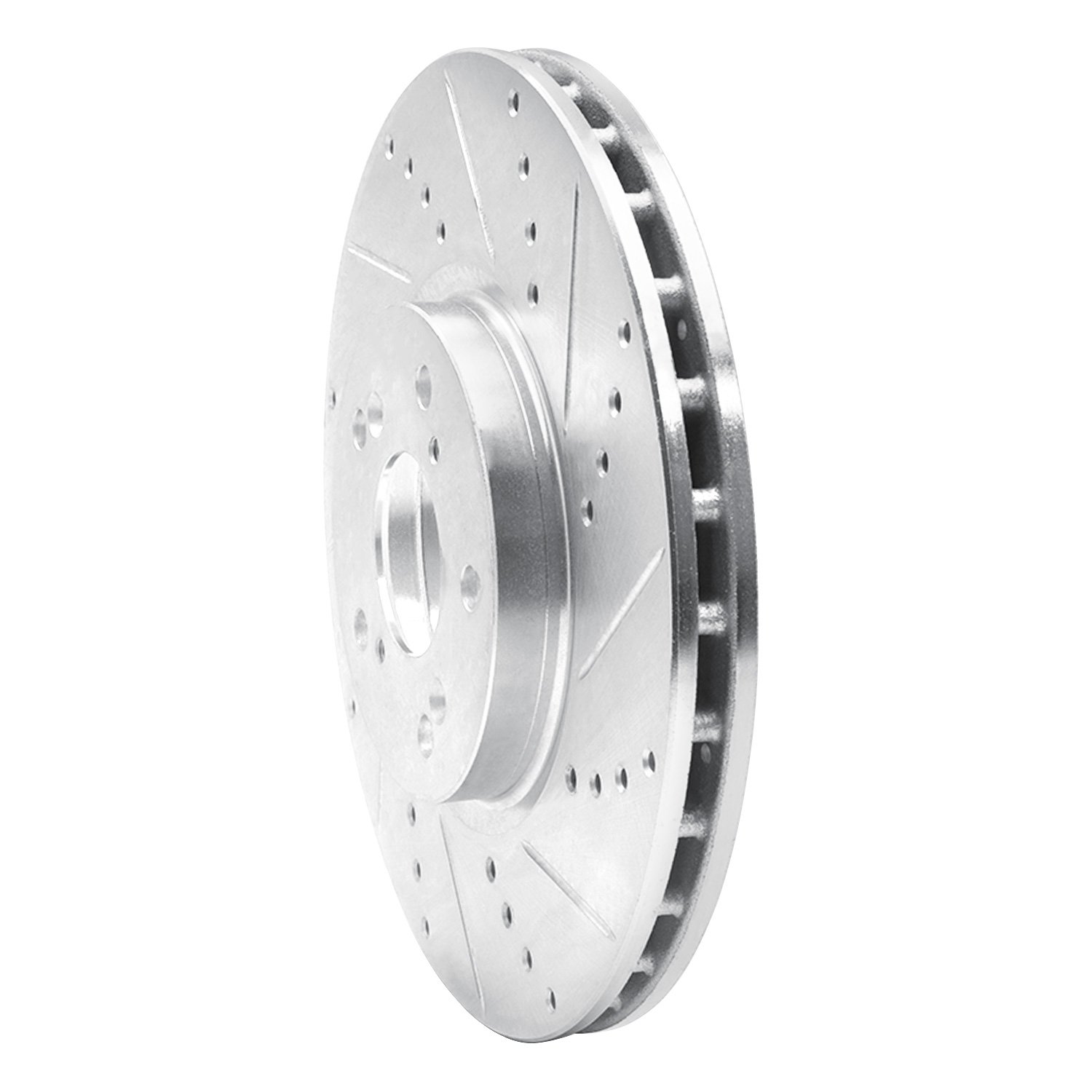 E-Line Drilled & Slotted Silver Brake Rotor, 2004-2008 Acura/Honda, Position: Front Right