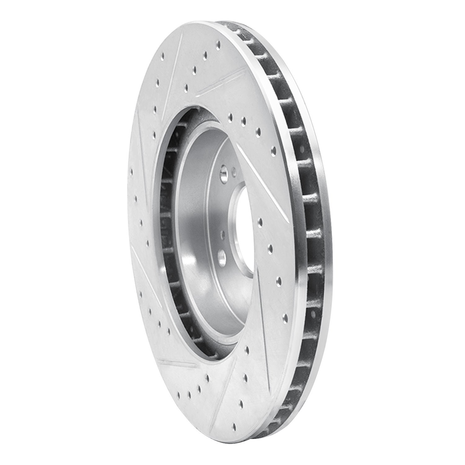 E-Line Drilled & Slotted Silver Brake Rotor, 2005-2012 Acura/Honda, Position: Front Right