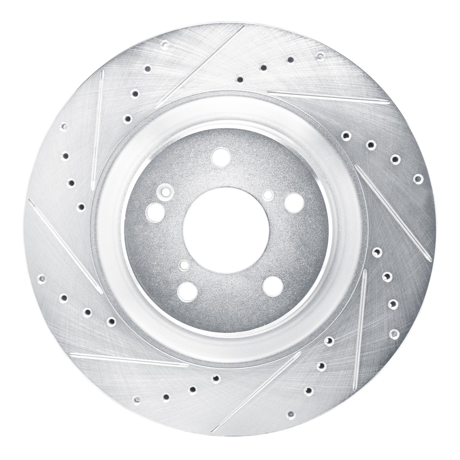 E-Line Drilled & Slotted Silver Brake Rotor, Fits Select Acura/Honda, Position: Front Left