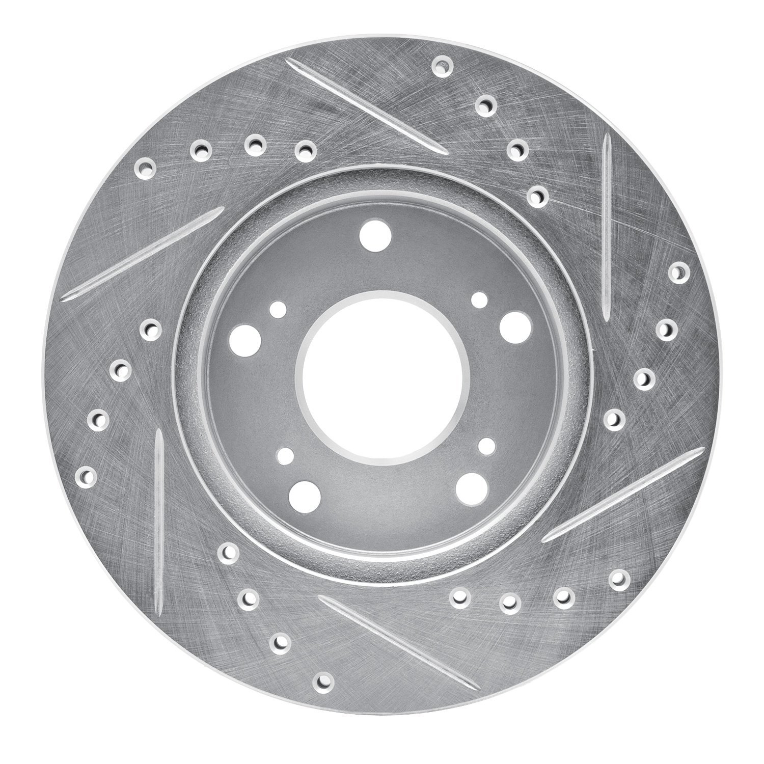 E-Line Drilled & Slotted Silver Brake Rotor, 2002-2015